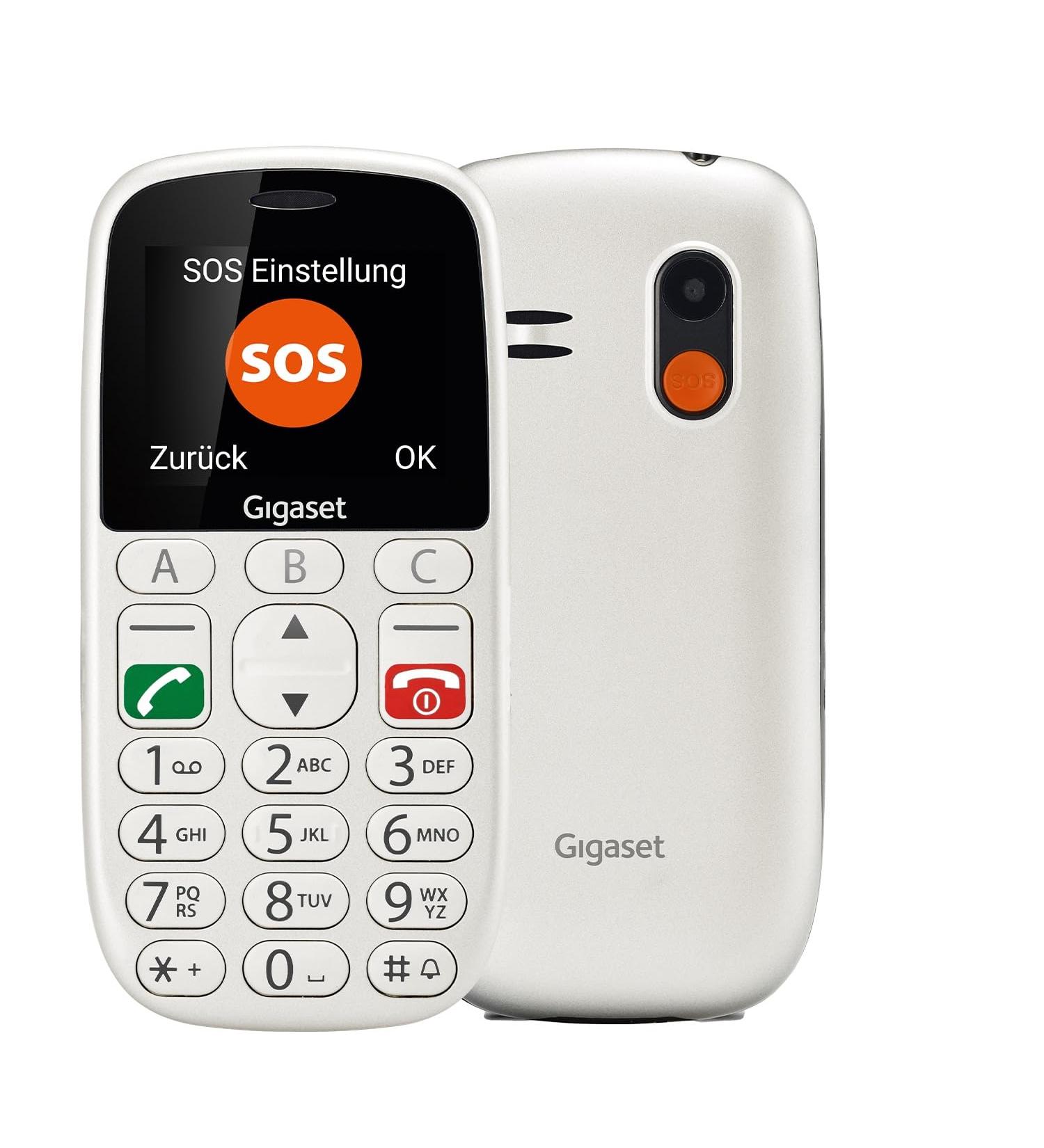 Gigaset GL390 White GSM - Senior Mobile Phone with SOS Button Large 2.2 Display & Easy-to-Use Keys | Compact Hearing Aid Compatible Cell Phone - Buy Online on SooperMarket.com