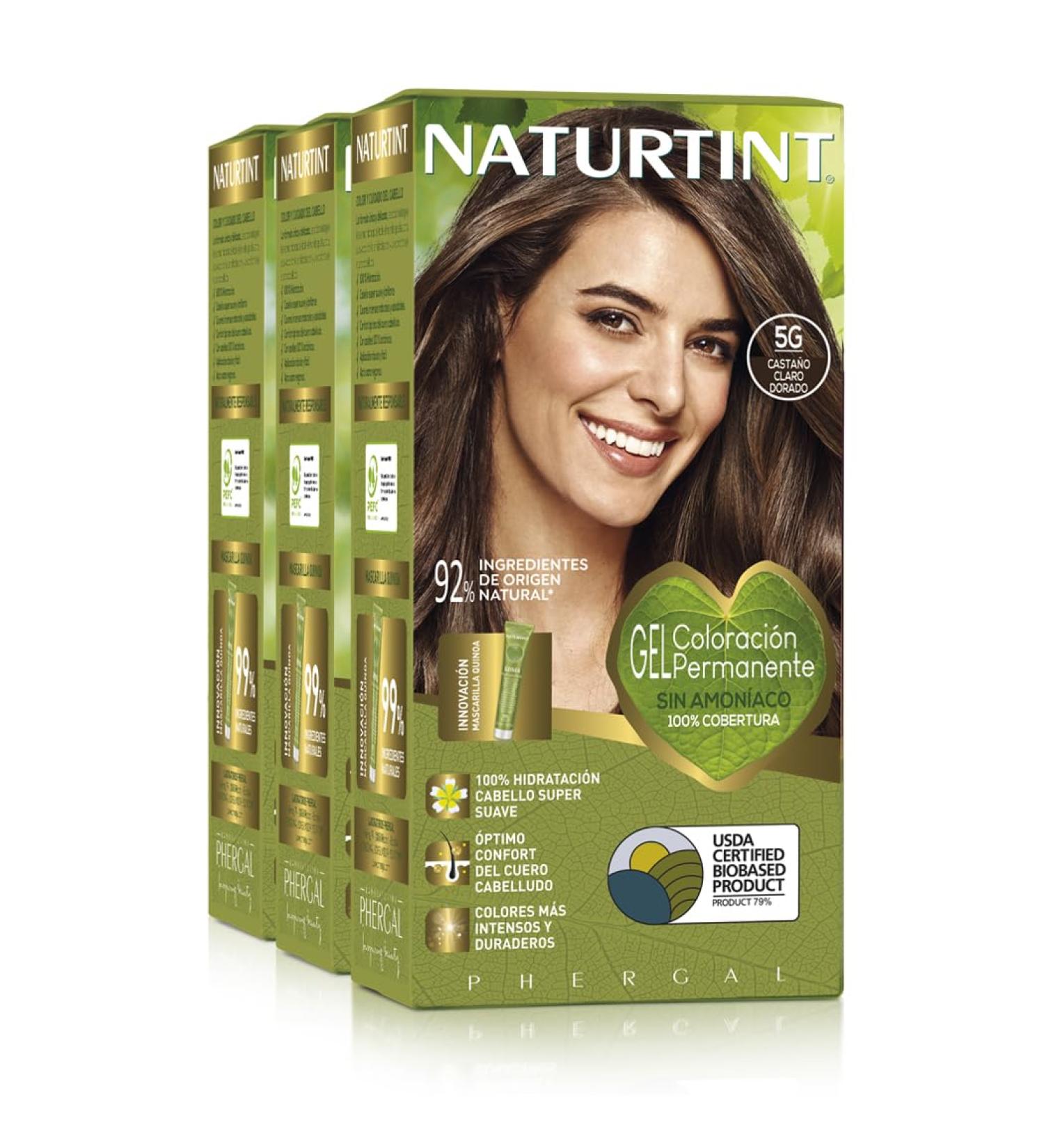 Natureint Biobased Hair Color No Ammonia 5G Chestnut Brown Light - 3 Pack | 510ml - High Natural Ingredients - Buy Online on SooperMarket.com