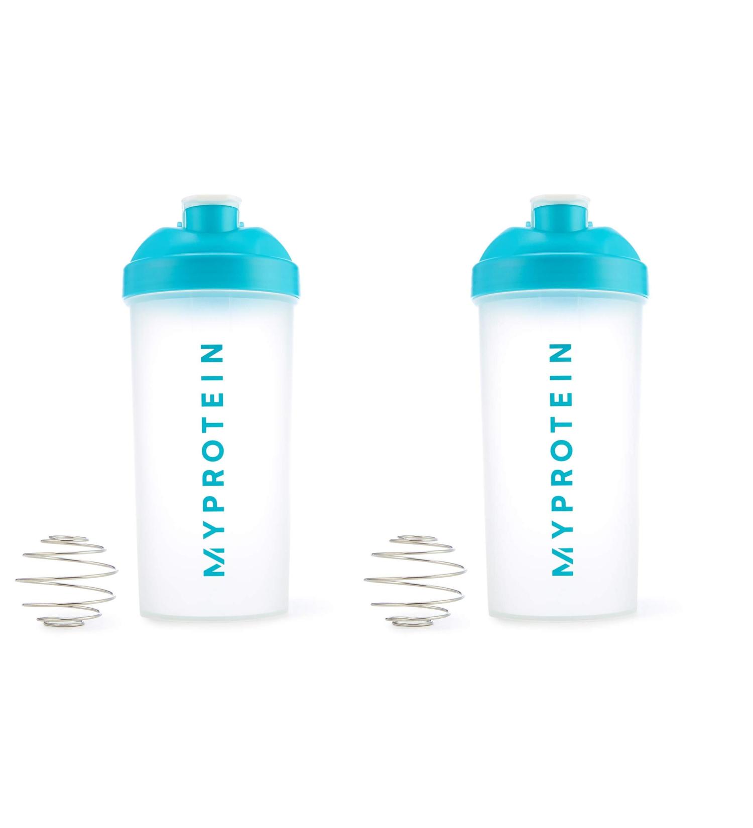 MY PROTEIN Myprotein Unisex's Shaker Bottle (Pack of 2) Blue/Clear 600 ml