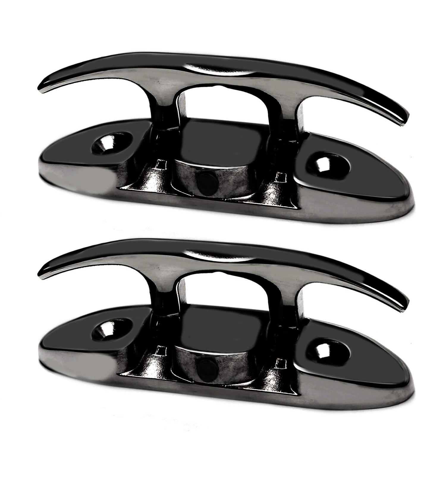 MIZUGIWA 4-1/2 inch Folding Cleat Black Marine Stainless Steel Boat Dock Cleat - 2PCS - Buy Online on SooperMarket.com
