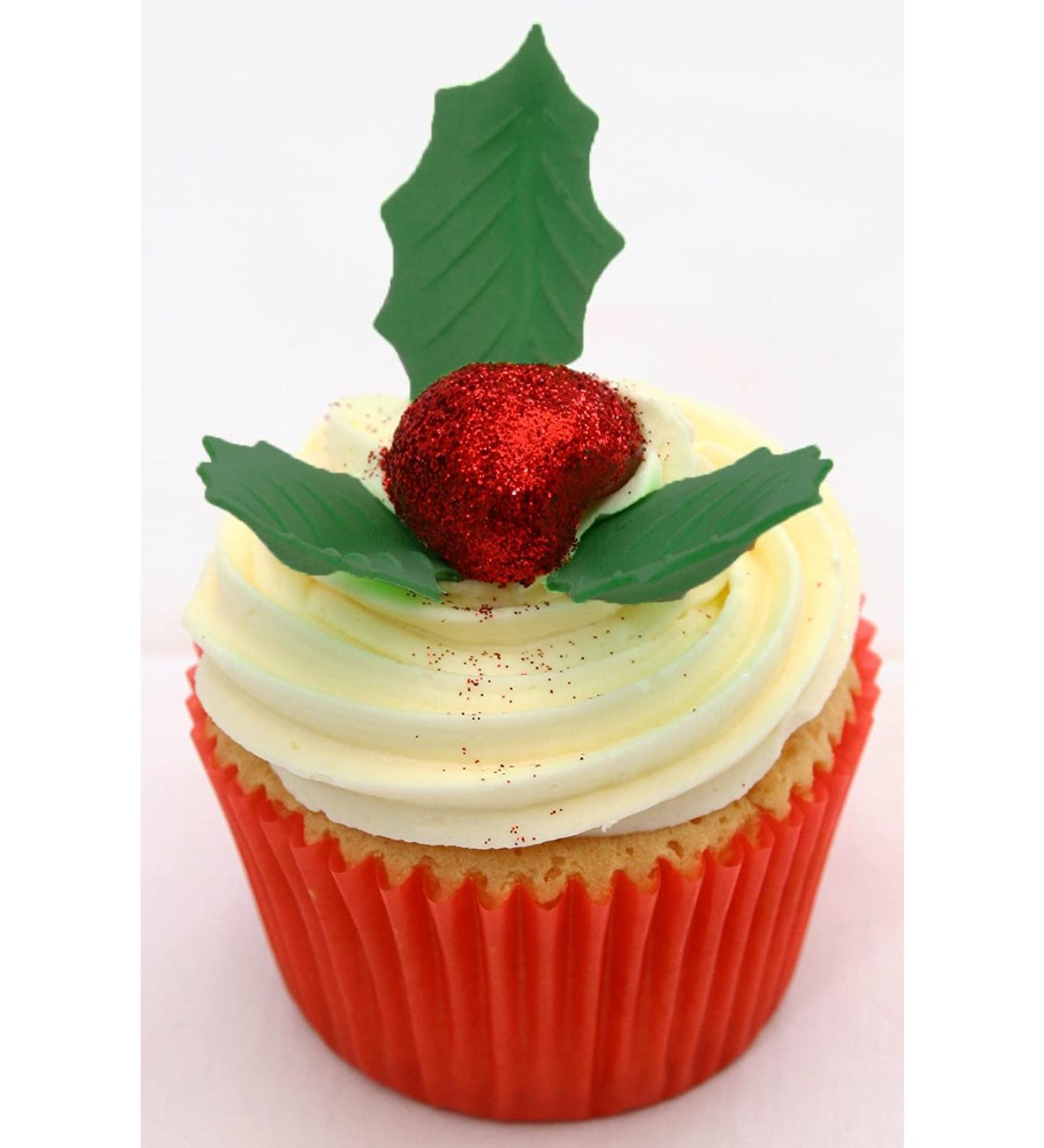 36 Edible Holly Leaves- Christmas Edible Cake Decorations - Buy Online on SooperMarket.com