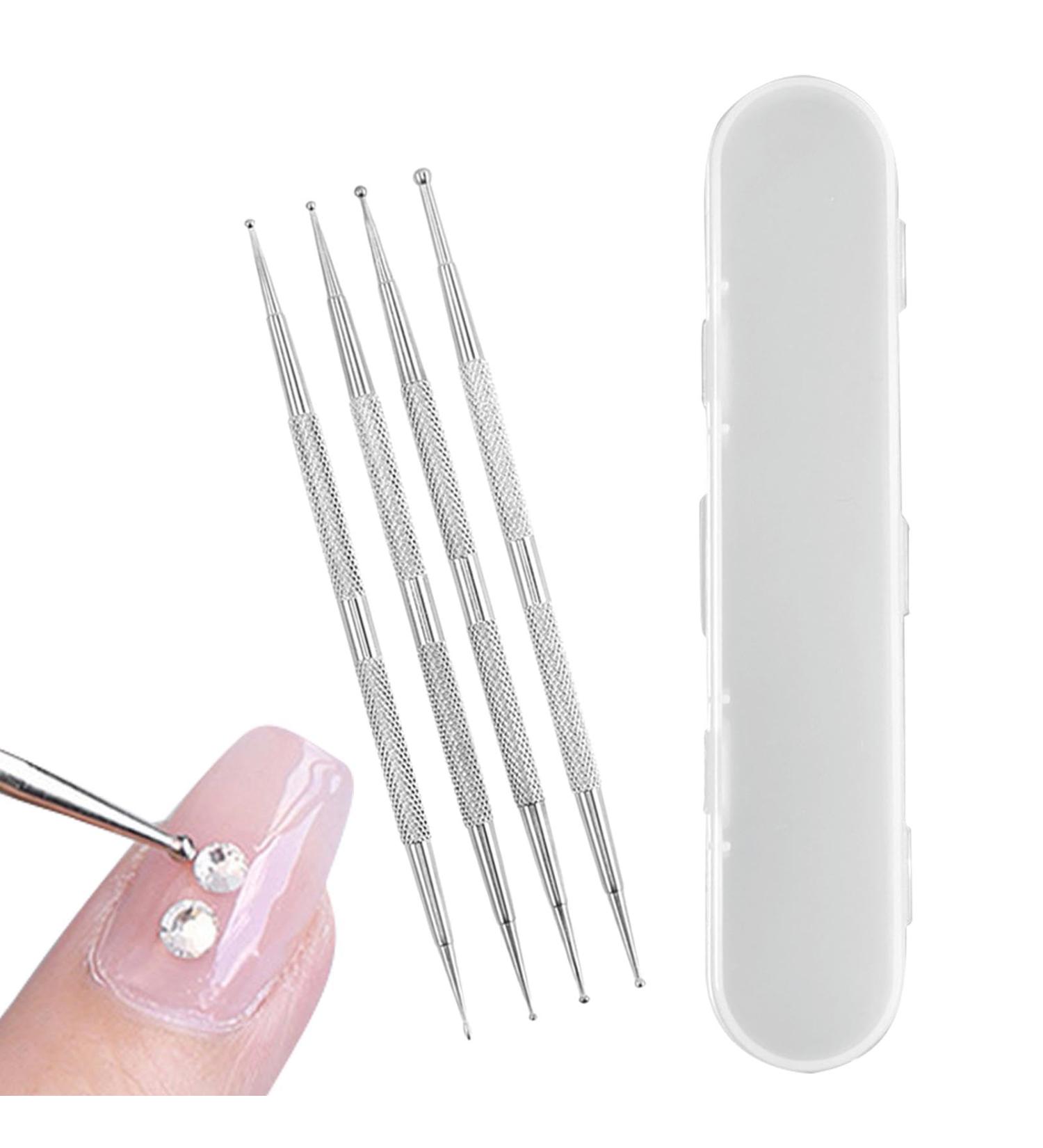 Dotting Tools 4PCS Professional Ball End Nail Art Tools Nail Art Brushes Detail Pen Nail Dotting Tool Design Tools Stailess Steel Dotting Pen Tool Rhinestone Picker Tool - Buy Online on SooperMarket.com