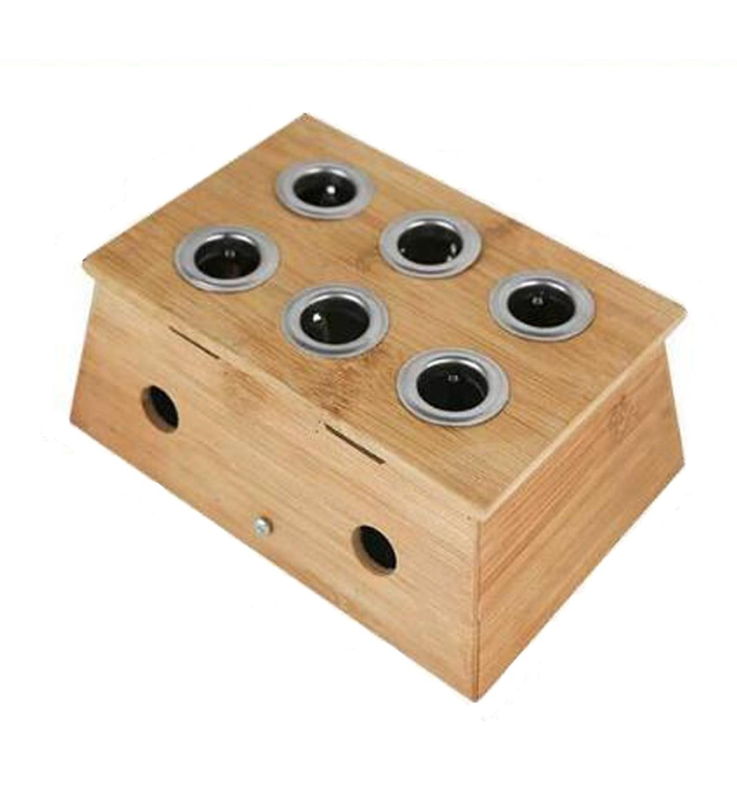 Glield Bamboo Six Hole Healing Box for Moxa Moxibustion Medicine Therapy AJG01