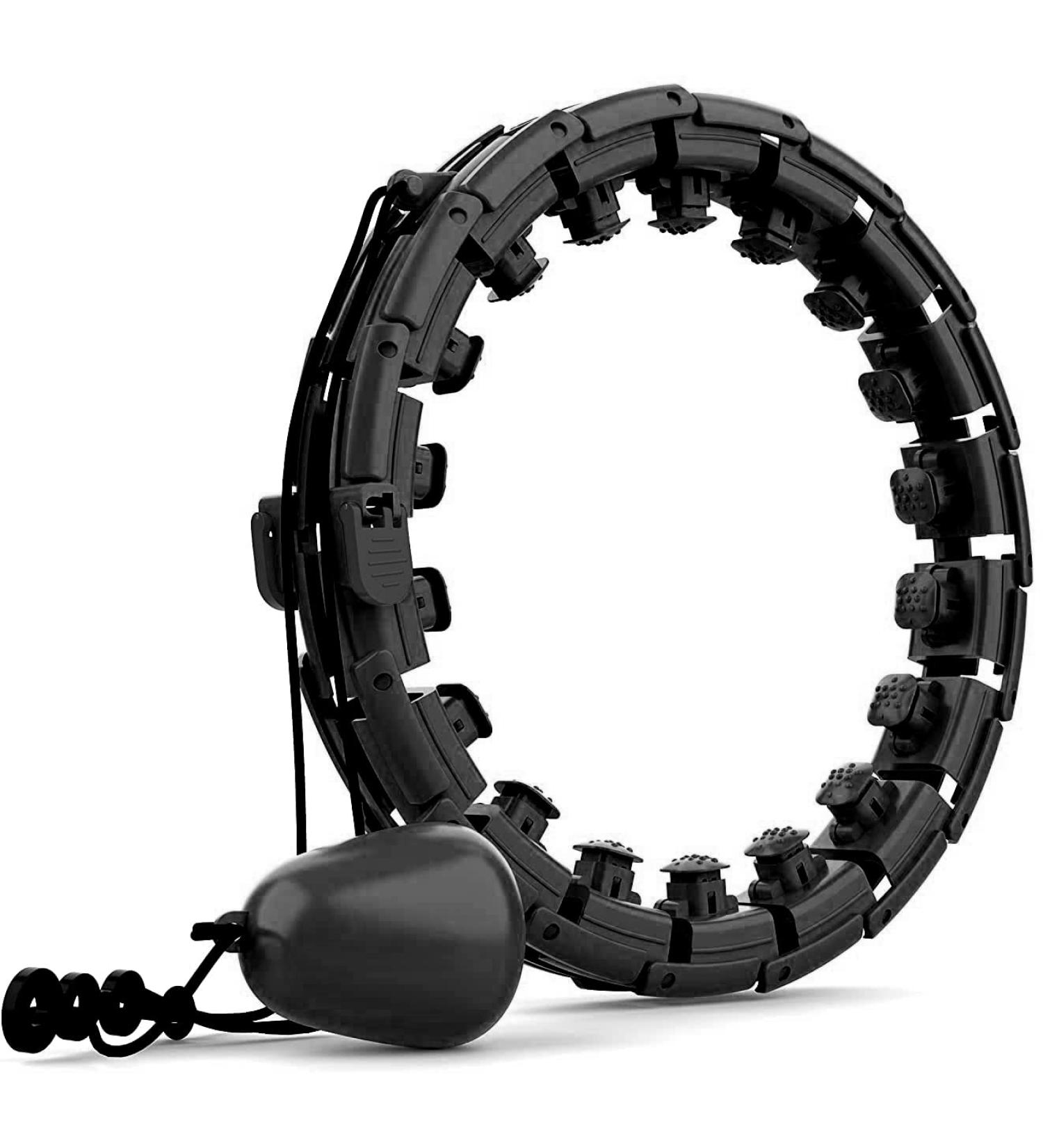 TOMOIN Smart Weighted Hula Hoop for Adults & Kids | 24 Detachable Knots | Non-Falling Design | Weight Loss & Fitness Tool - A-Black - Buy Online on SooperMarket.com