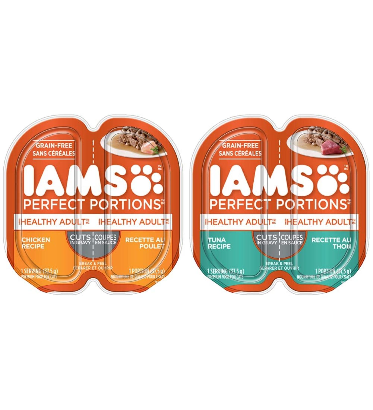 IAMS Perfect Portions Healthy Wet Cat Food Adult Grain Free Cuts in Gravy - Chicken + Tuna Flavours (24 Pack each) Cat Food + Cat Food - Tuna - Buy Online on SooperMarket.com