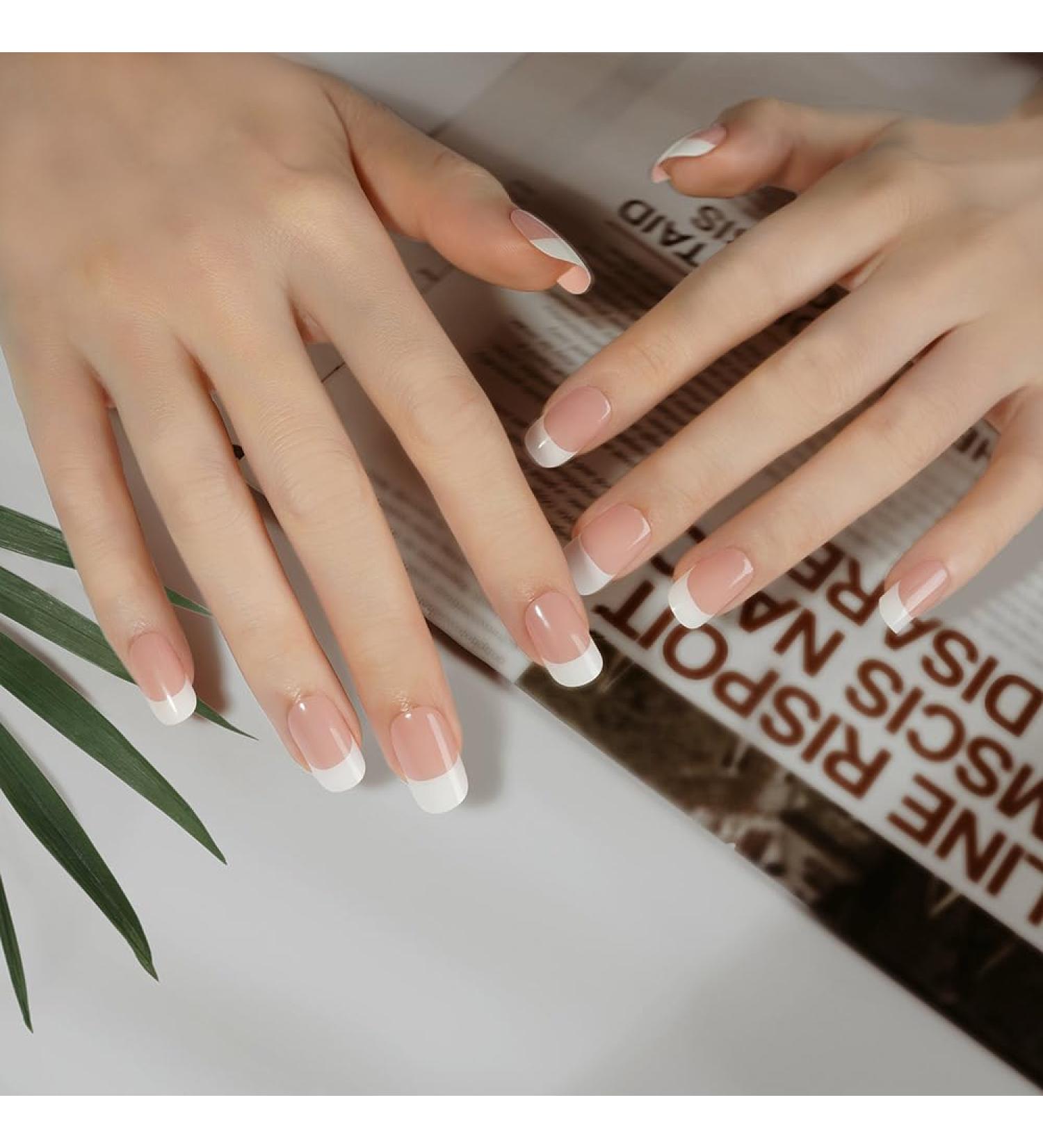 Danni & Toni Half-Hardened Gel Nail Films - Happy-Go-Lucky | Spring French Nail Stickers White Pink Nail Wraps - 28 Stickers for Perfect Nails - Buy Online on SooperMarket.com