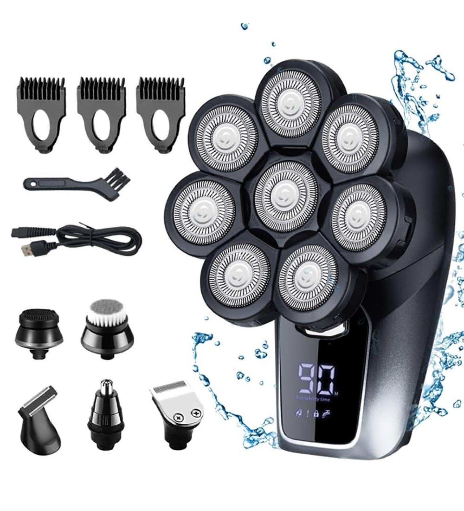 6-in-1 8D Bald Head Shaver for Men | Electric Razor with LED Display | Portable & Multifunctional Head Shavers - Buy Online on SooperMarket.com