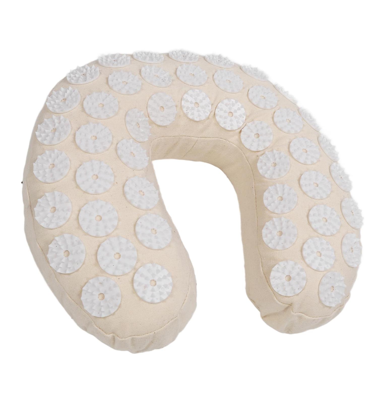 Acupressure Neck Pillow - U-Shaped Cervical Massage Pillow | Soft Cotton Fabric for Car & Travel - Buy Online on SooperMarket.com
