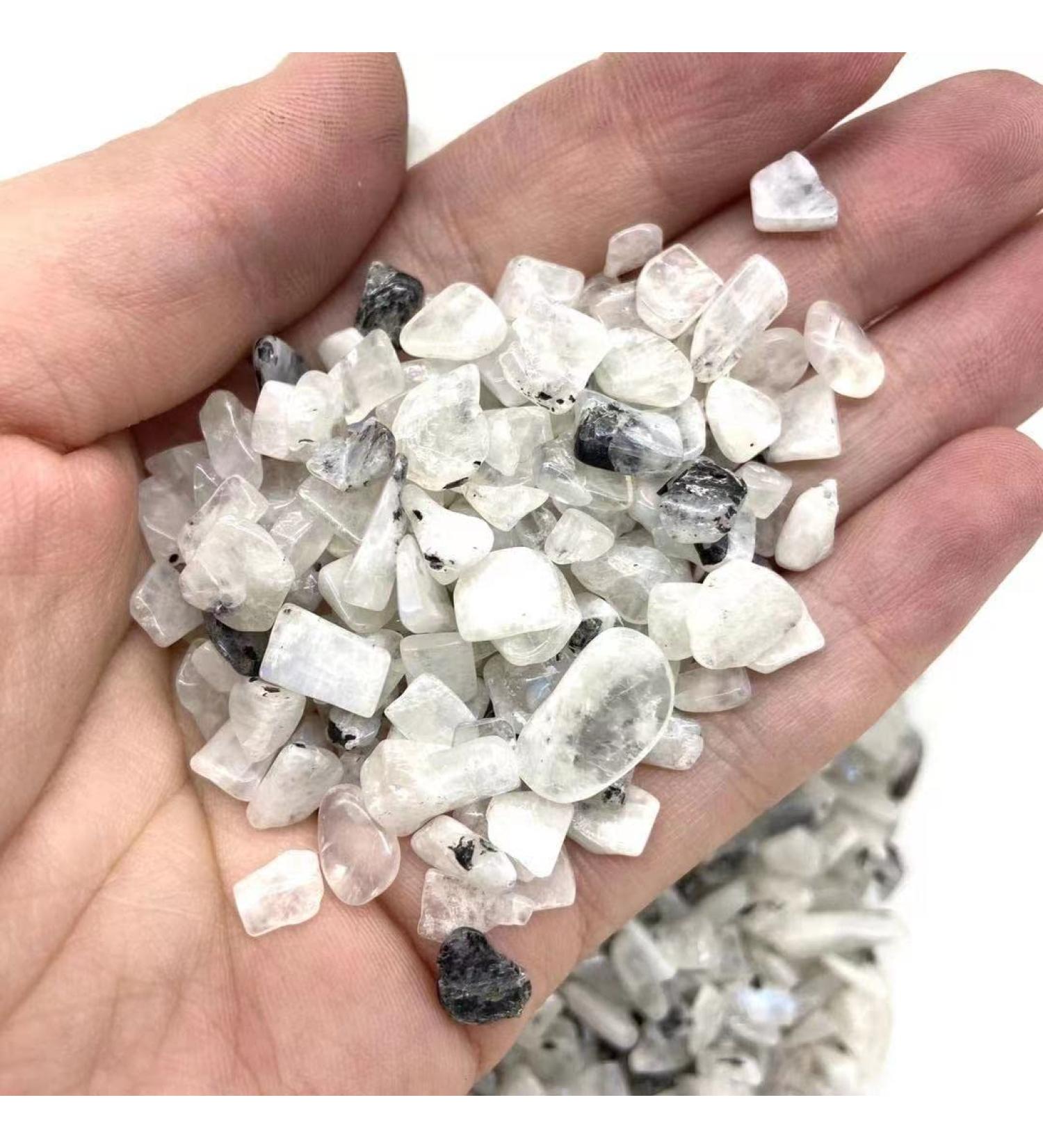 Natural Crystals and Stones 200g 8mm-15mm Natural White Moon Quartz Crystal Gravels Polishing Stone Chips with Blue Flash for Decoration kaixun - Buy Online on SooperMarket.com