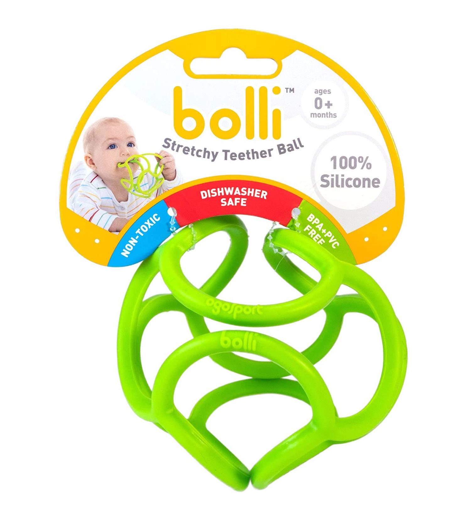 OgoBolli Teething Ring Tactile Sensory Ball Toy - Soft Non-Toxic Silicone - Green | Ages 3 Months - Buy Online on SooperMarket.com