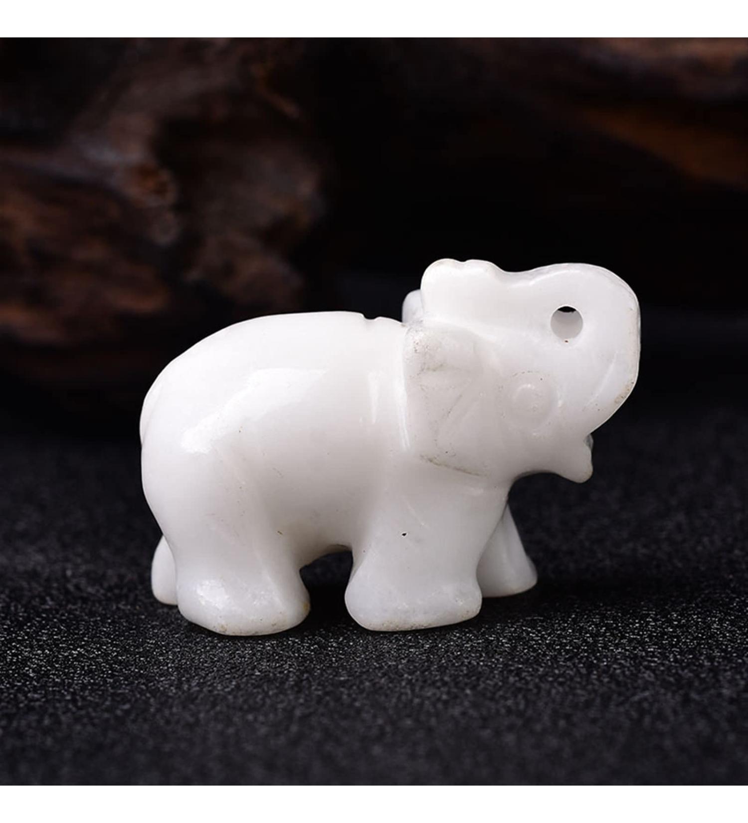 Handmade Carved Tangling Jade Elephant Gemstone Natural Crystal Figurine Good Luck Ornaments FZUGEDRLI (Color : White Stone) - Buy Online on SooperMarket.com