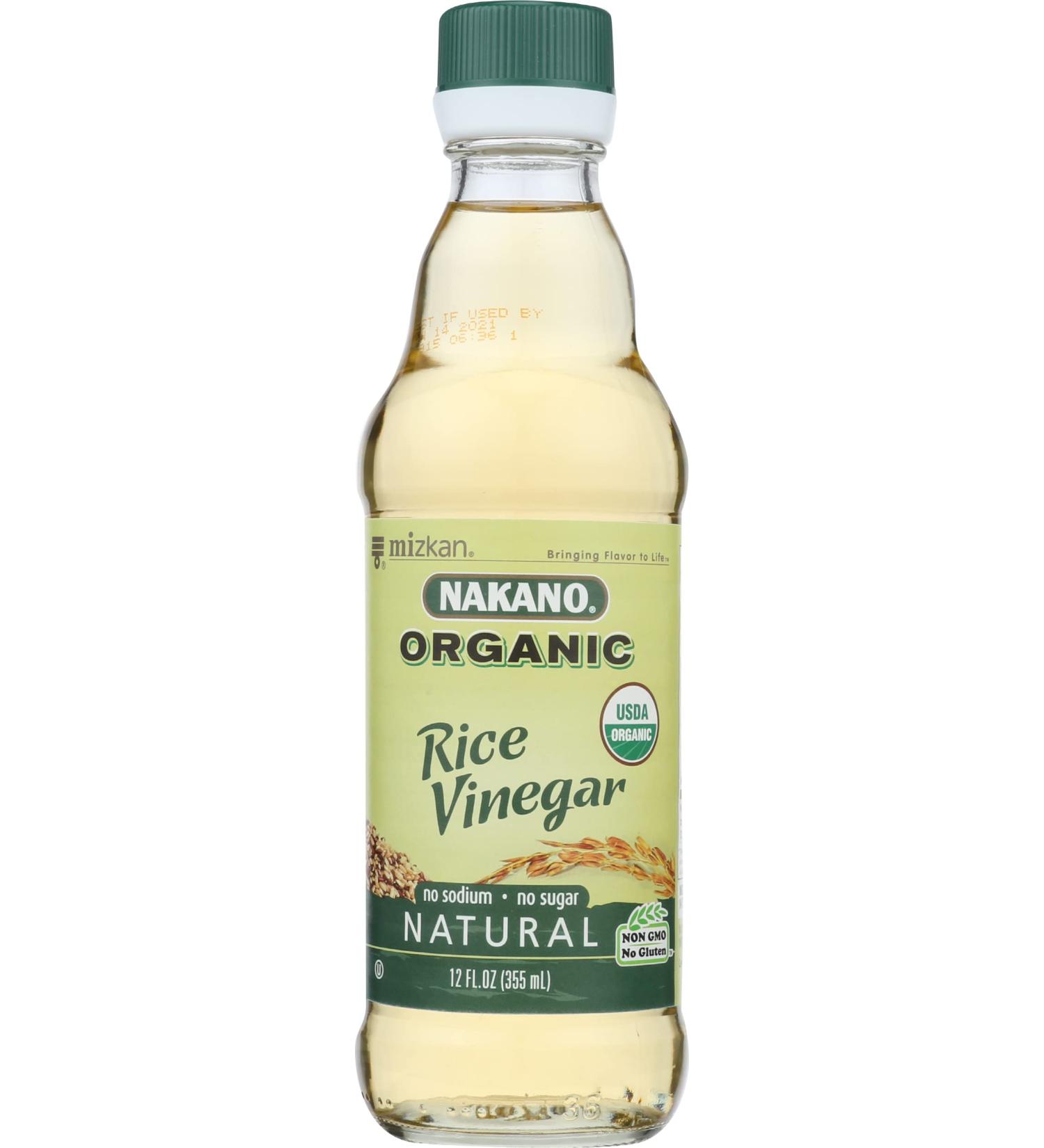 Mizkan Organic Natural Rice Vinegar for Authentic Japanese Dishes, Vegetables, Sushi, Chicken Teriyaki, Stir Fry Sauce and More, 12 FL OZ