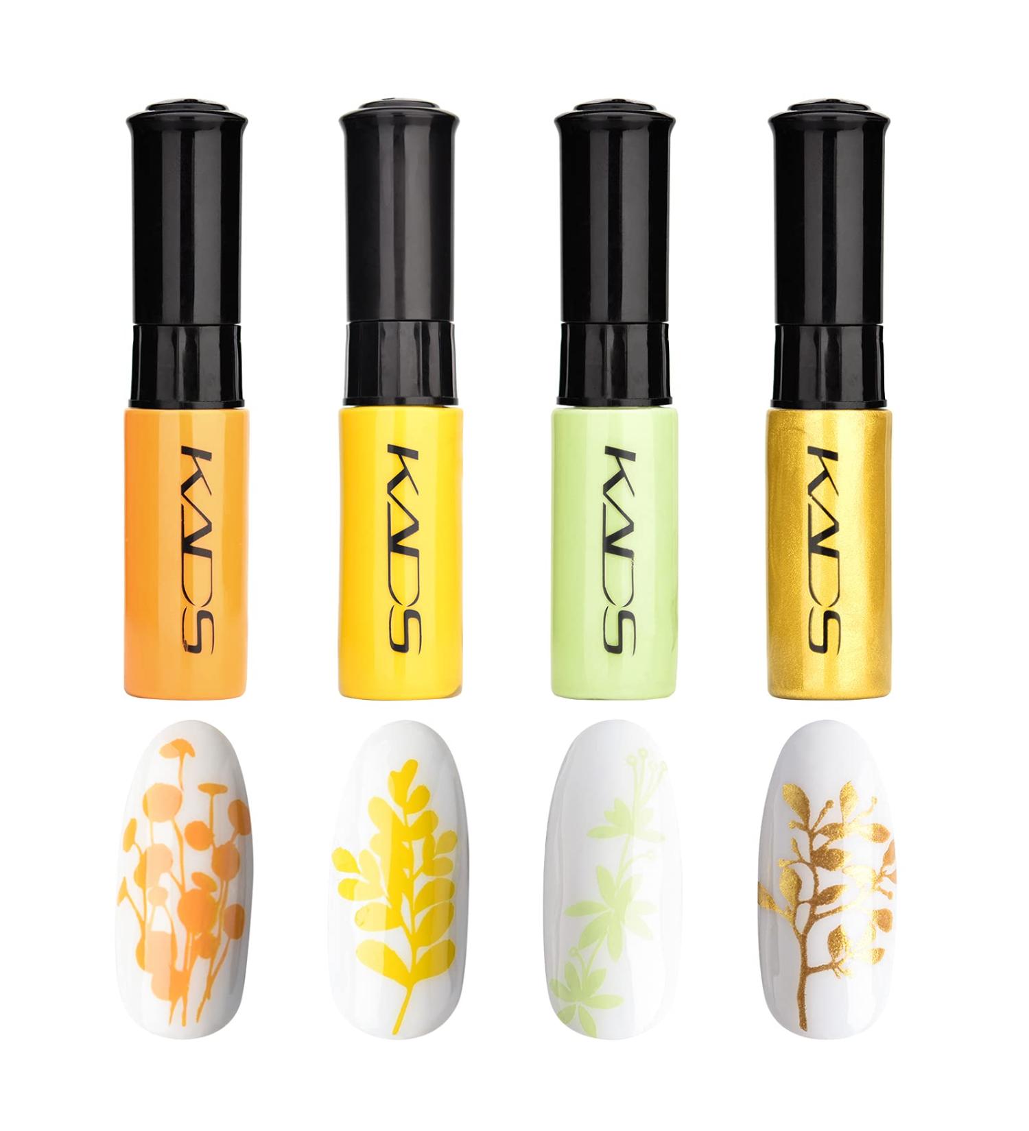 4 Colors Nail Polish Set Printed nail polish Plastic Bottle Portable Nail Pigment Stamping Nail Design Manicure Drawing Nail Art Tool 10ml (16) Yellow - Buy Online on SooperMarket.com