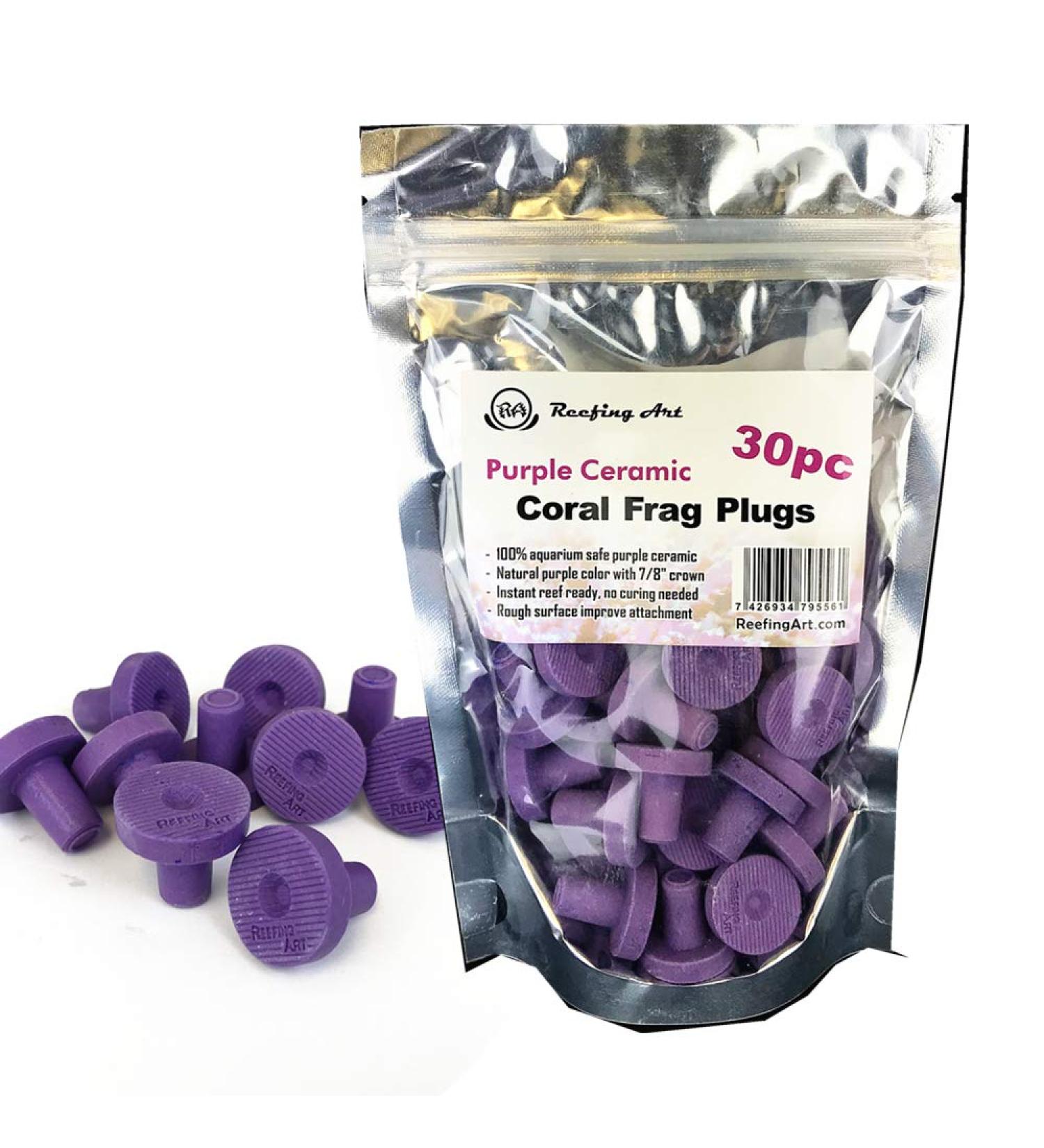 Reefing Art Ceramic Coralline Purple Coral Frag Plugs 30 Pack Tiles for SPS LPS - Buy Online on SooperMarket.com