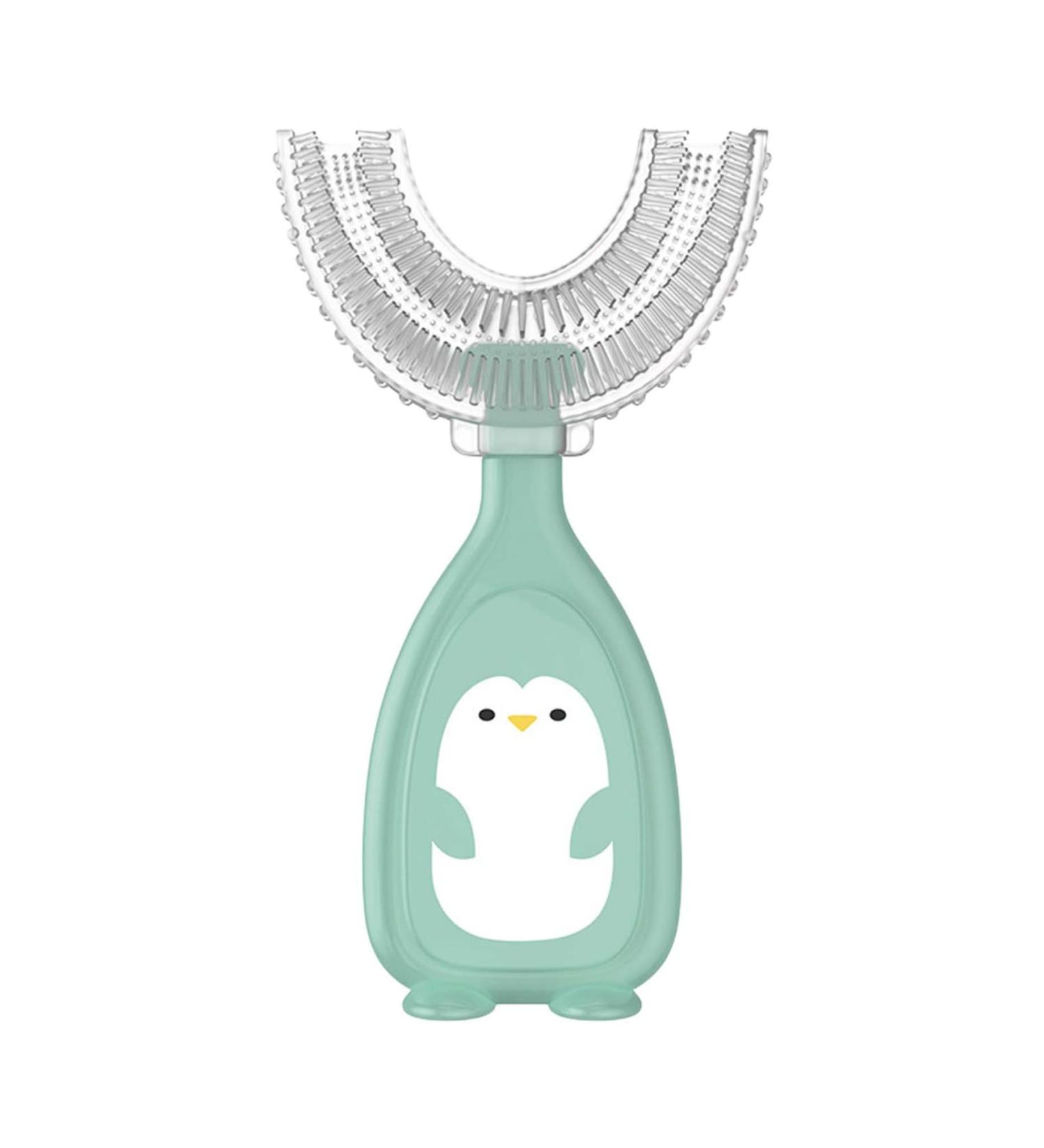 U-Shaped Toothbrush for Kids - Silicone Baby Toothbrush for Effective Mouth Cleaning | Eco-Friendly Green Design - Buy Online on SooperMarket.com