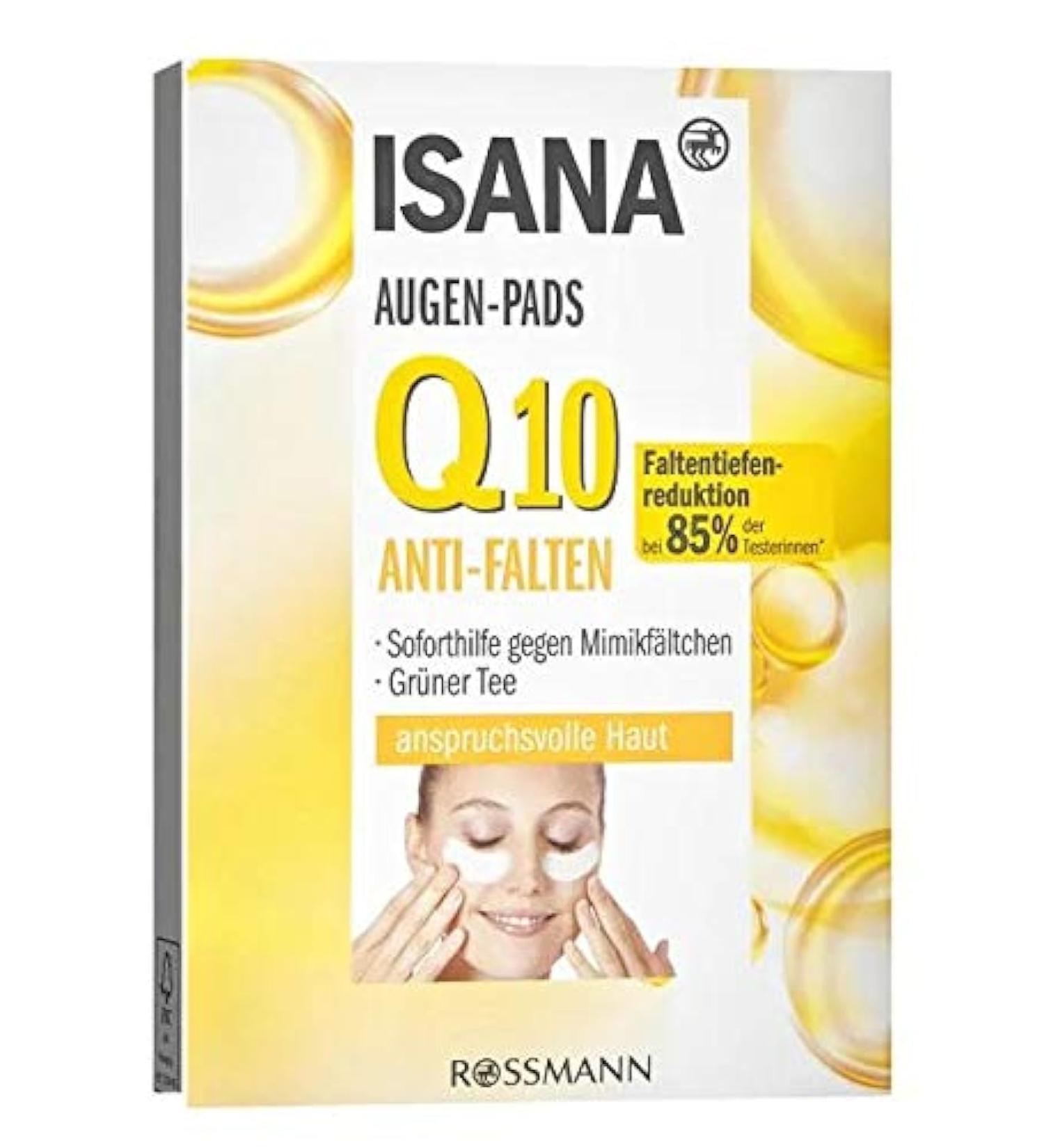 Isana Q10 Eye contour pads 1 pack with 6x2 pads for demanding skin immediate help against facial expressions reduces the wrinkle depth.