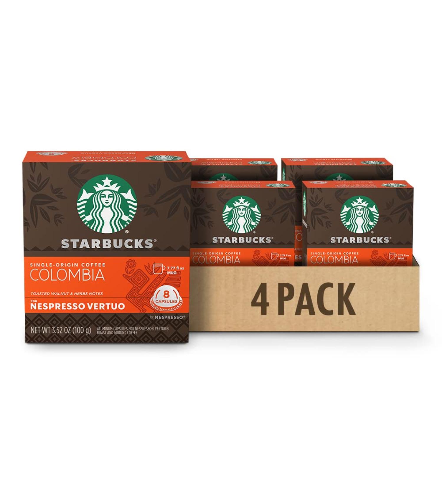 Starbucks By Nespresso Single Origin Columbia Coffee Pods Medium Roast Nespresso Vertuo Line Compatible Capsules 4 X 8 Coffee Pods 32 Count - Buy Online on SooperMarket.com