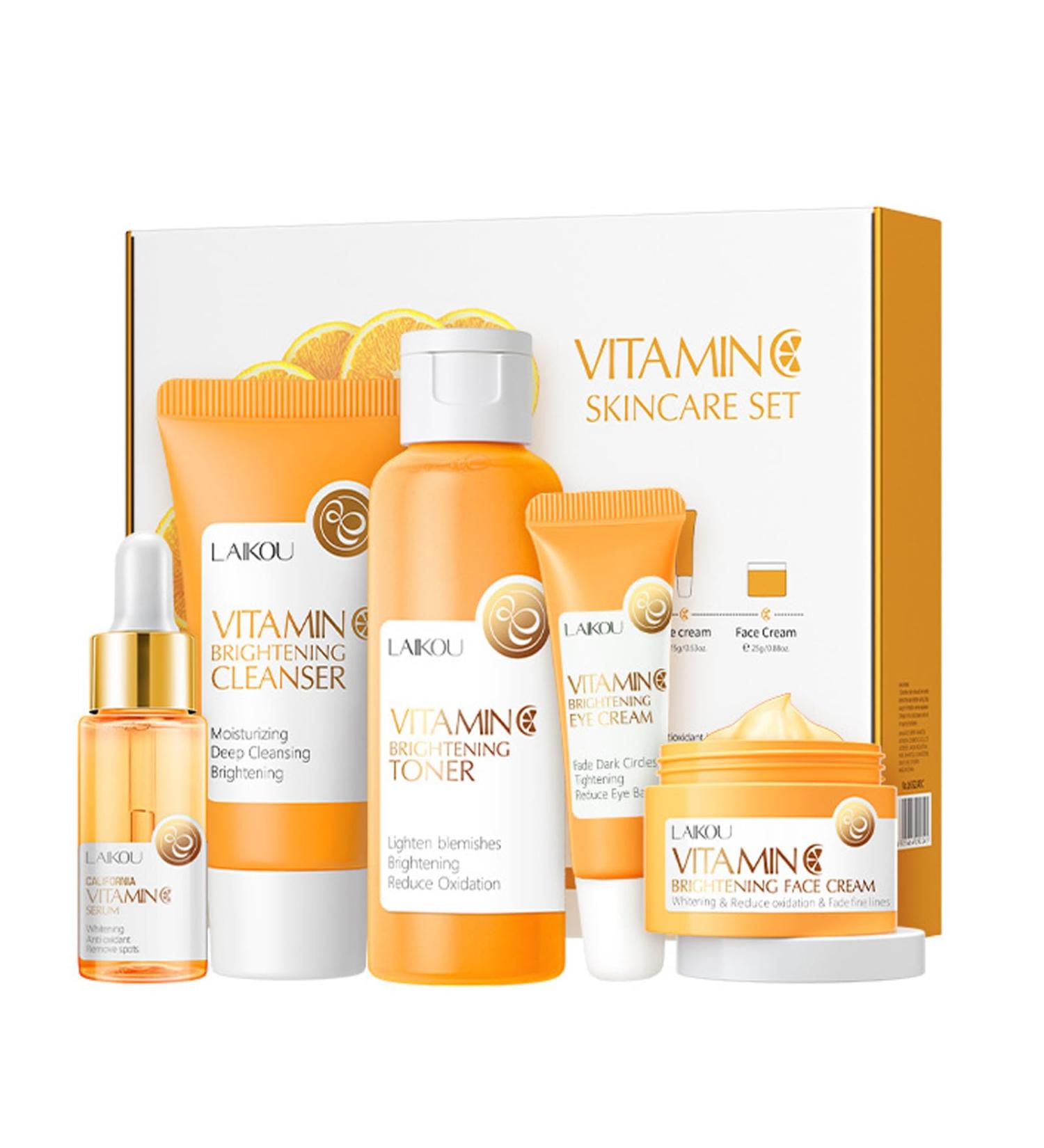 Skincare Gift Set for Teenage Girls - 5 Piece Vitamin C Travel Size Kit with Cleanser Toner Serum Eye Cream & Face Cream - Buy Online on SooperMarket.com