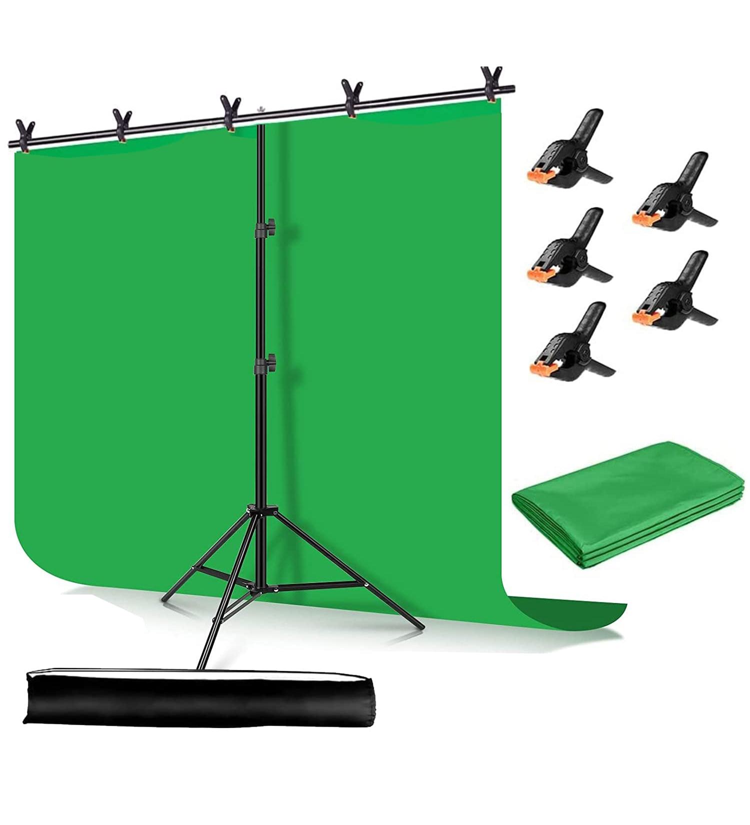 YELANGU Green Screen Backdrop Kit - 6.5X5ft Portable Studio for Streaming, Photos, Video Conferences - Buy Online on SooperMarket.com