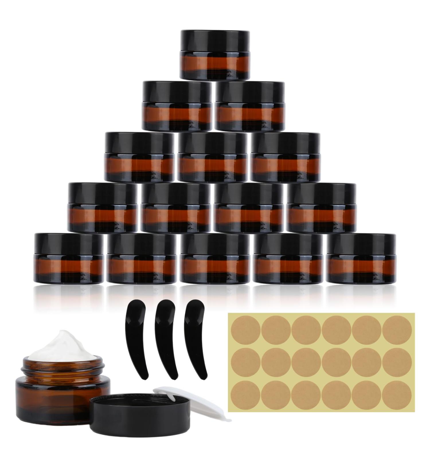 15 Stk 20ml Amber Glass Cream Cans Empty Canisters for Easy Filling | International Shipping Available - Buy Online on SooperMarket.com