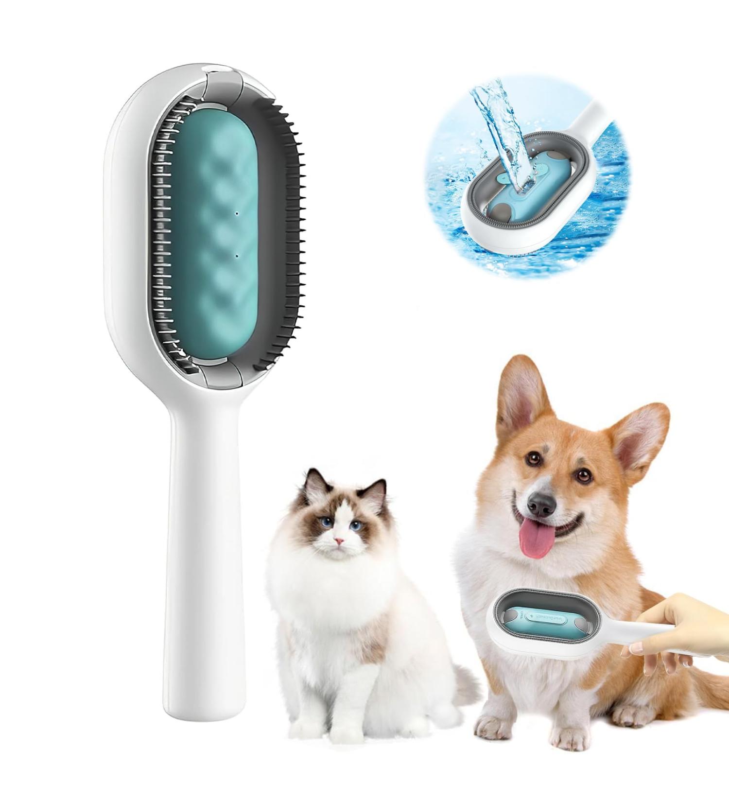 4-in-1 Cat Brush with Water Tank | Darryy Multifunctional Animal Hair Removal Comb for Cleaning Massaging & Grooming - Buy Online on SooperMarket.com
