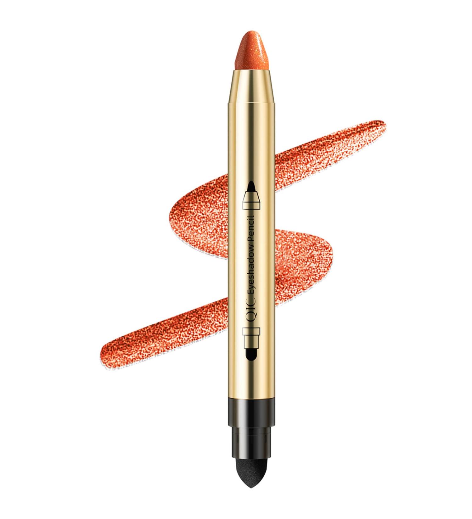 Go Ho Orange Highlighter Eyeshadow Stick - Cream-to-Powder Pen for Bright Eyes | Shimmer Orange Hue | Easy Application with Sponge | 01 Shimmer Orange & 02 Highlighter - Buy Online on SooperMarket.com
