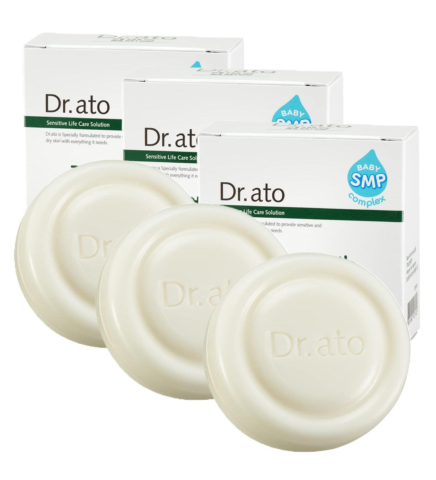 DR.ATO Real Soft Baby Bath Soap 100g 3 Pack - Gentle Tear-Free Cleansing with Shea Butter and Glycerin, Mild & Hypoallergenic Bar for Infants and Toddlers - Buy Online on SooperMarket.com