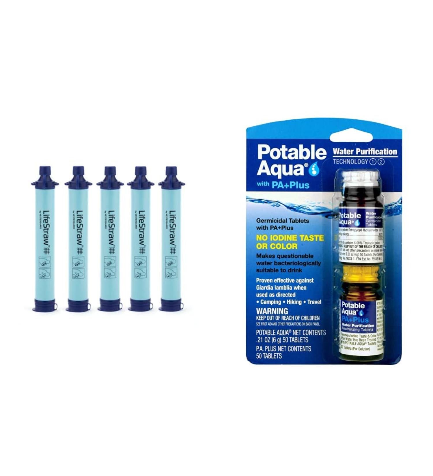 LifeStraw Personal Water Filter 5 Pack + Carry Case & Tablets - Perfect for Hiking, Camping, Travel & Survival - Blue - Buy Online on SooperMarket.com