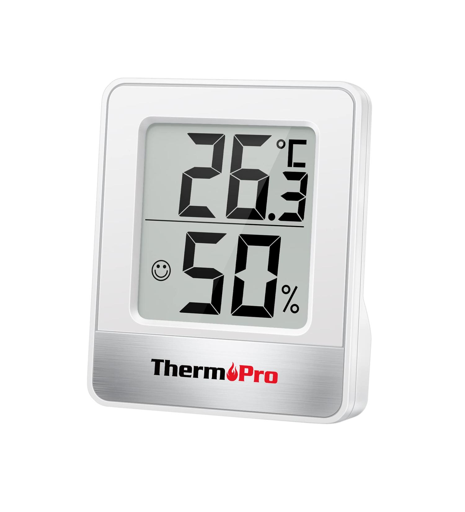 ThermoPro TP49 Digital Mini Thermo-Hygrometer | Accurate Indoor Temperature & Humidity Monitor | Ideal for Greenhouses & Living Rooms | Smiley Indicator | White - Buy Online on SooperMarket.com