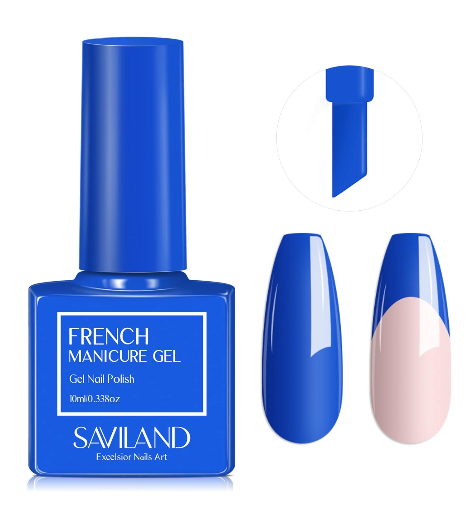 Saviland French Gel Nail Polish - 10ML Blue U V LED Soak Off Quick French Manicure DIY Gel Polish - 0.34 Fl Oz - Buy Online on SooperMarket.com