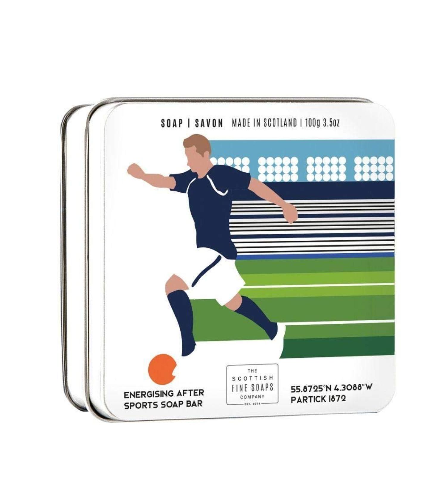 Football Themed 100g Tinned Soap Bar by Scottish Fine Soaps
