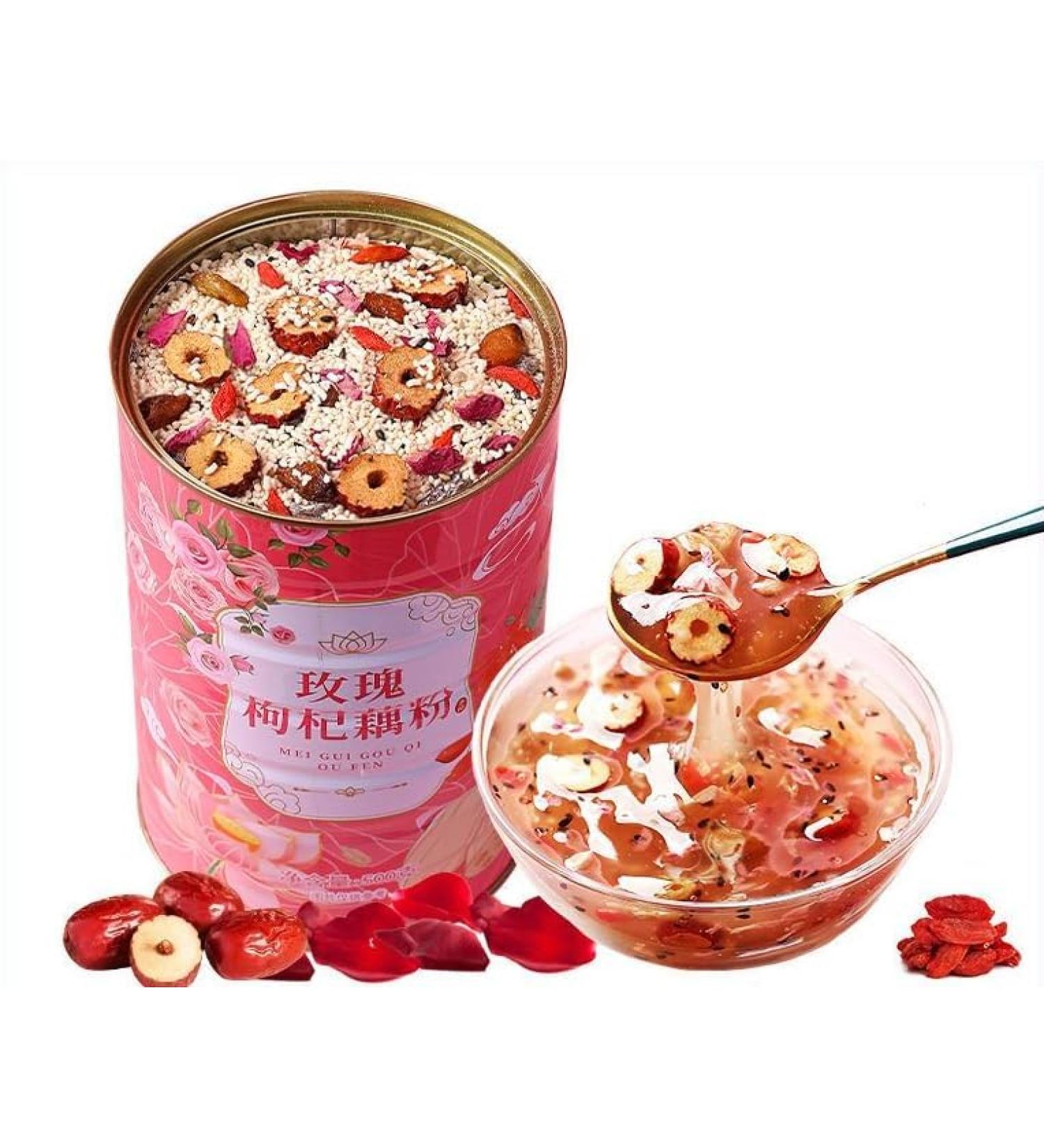 Osmanthus nut lotus root powder soup instant brewed and ready to eat red jujube nut soup rose flavored full belly snack fruit soup Nutritional breakfast gift (Osmanthus lotus root powder 3 can) - Buy Online on SooperMarket.com