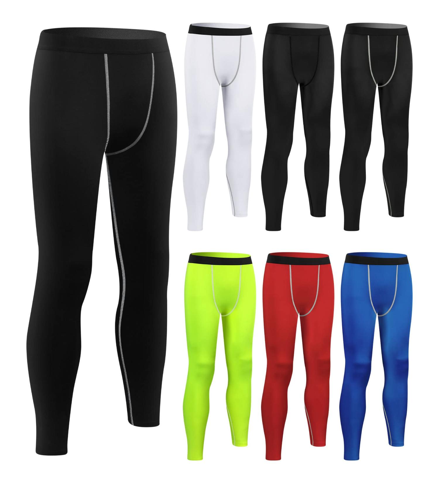 Hicarer 6 Pack Men's Compression Workout Pants - Athletic Leggings for Running and Sports - Multicolor, Large - Buy Online on SooperMarket.com