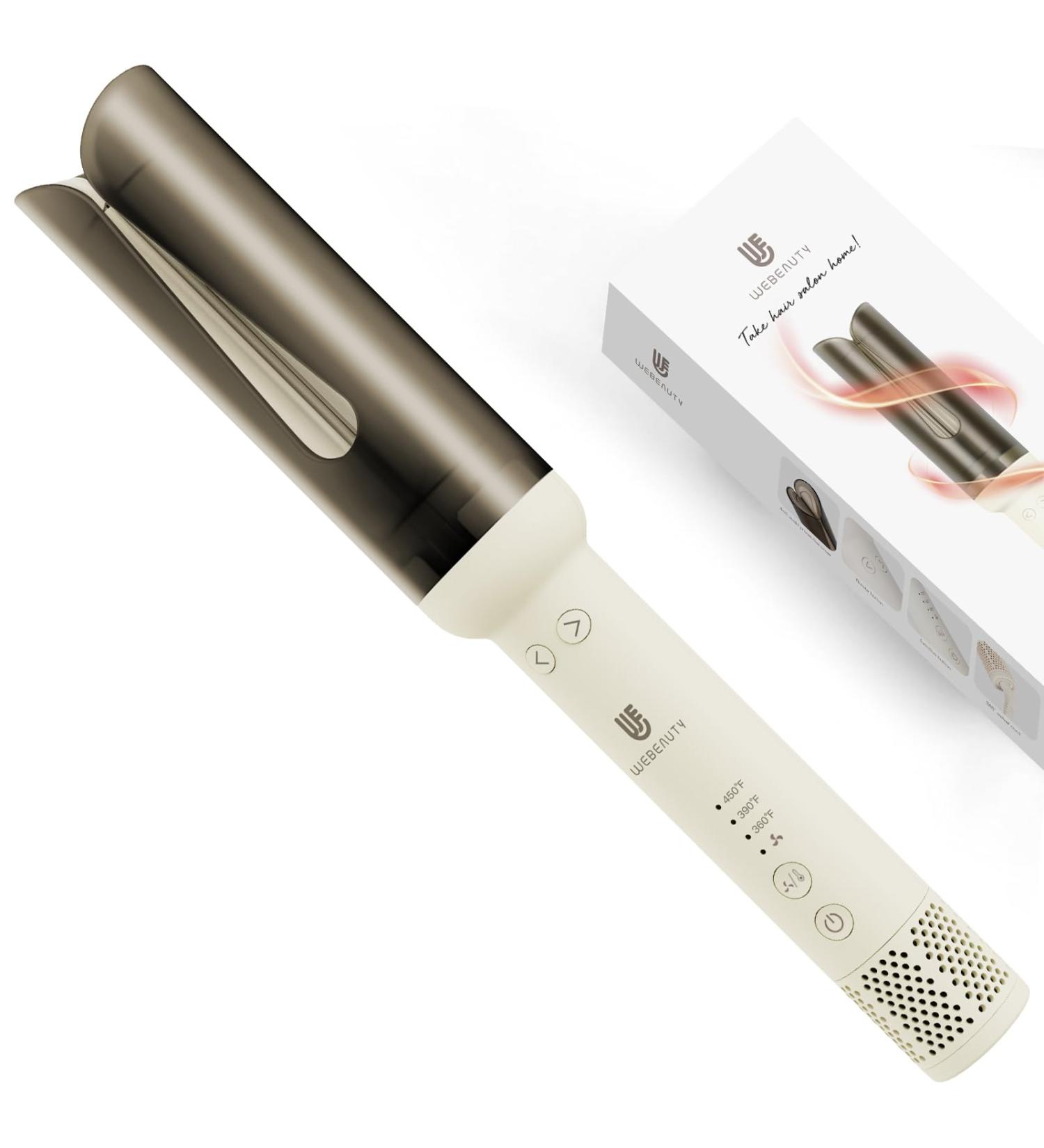 Rotating Curling Iron - Anti-Scald Automatic Curler 1.25 Inch | Adjustable Heat & Fast Heating | Safe Hair Styling Tool (White - Buy Online on SooperMarket.com