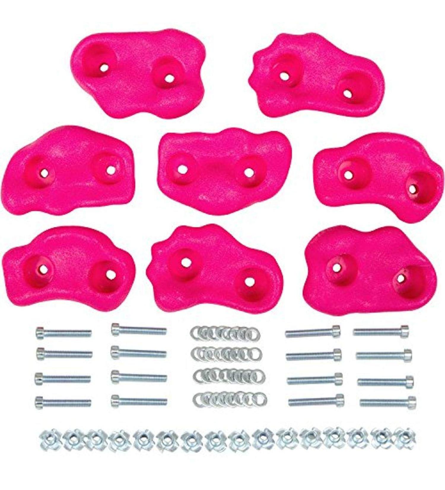 Swing Set Stuff Small Textured Rock Holds (Pink) with SSS Logo Sticker (Set of 8)