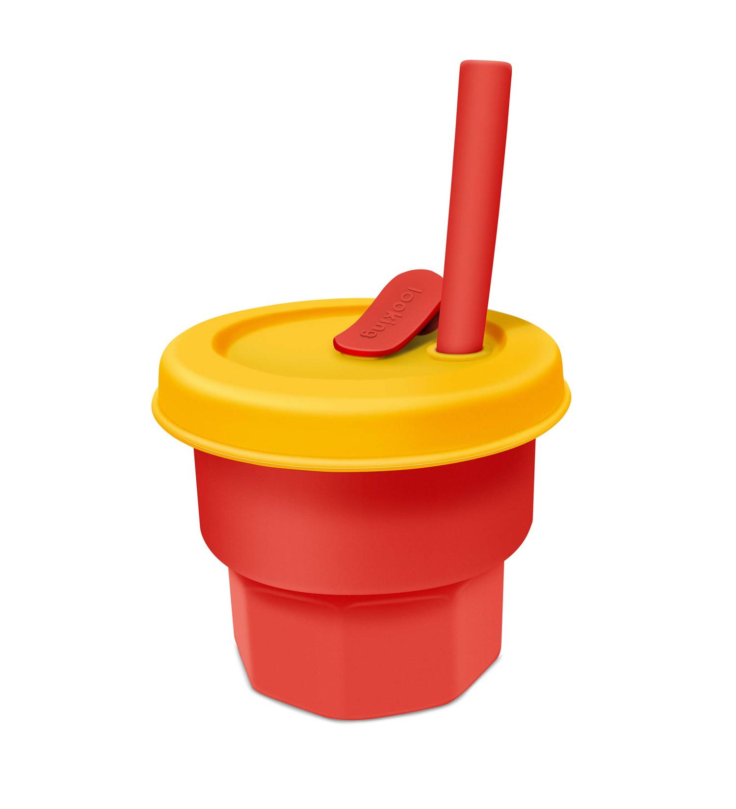 Farship Lifestyle Kids Cup with Straw and Lid - Reusable 12oz Silicone Mug for Teens - Spill-proof, Shatter-proof, BPA Free - Dishwasher Safe Tumbler for Children - Orange & Red 11oz - Buy Online on SooperMarket.com