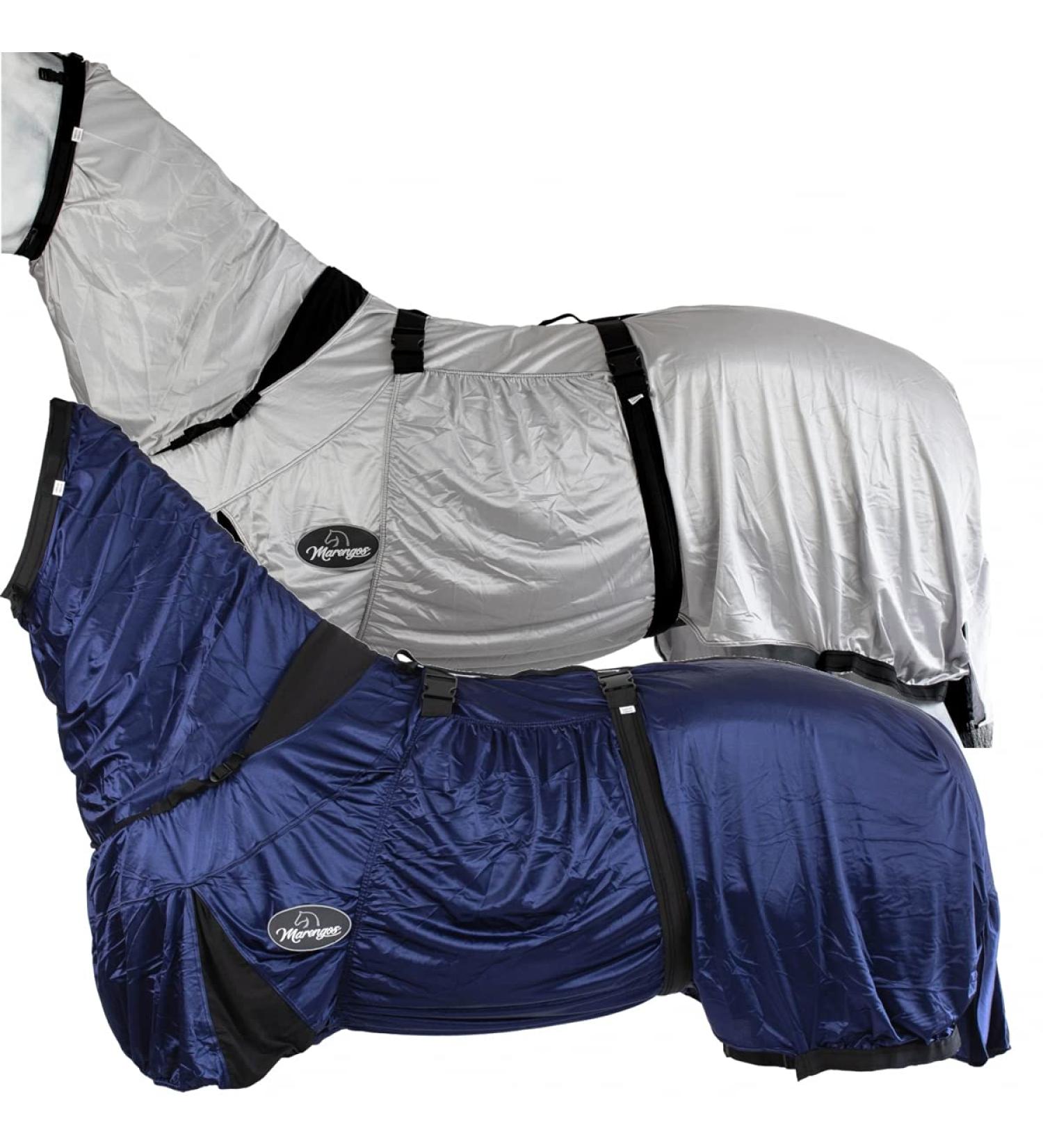 Marengos Eczema Ceiling Horse Blanket 125cm | Neck & Abdomen Protection | Insect-Resistant Fine-Meshed Fabric | Night Blue Outdoor Blanket with Double Front Closure - Buy Online on SooperMarket.com
