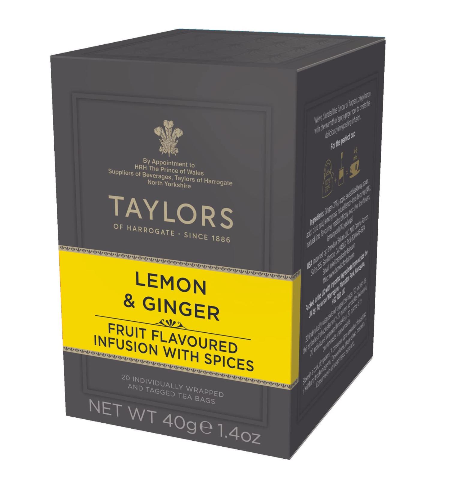 Taylors of Harrogate Lemon Ginger Herbal Tea - 20 Count (Pack of 1) - Buy Online on SooperMarket.com