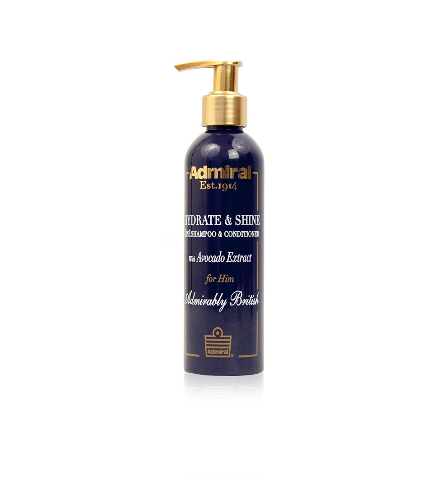 Admiral Male Grooming Hydrate & Shine 2 In 1 Shampoo & Conditioner with Avocado Extract 6.8 Ounce