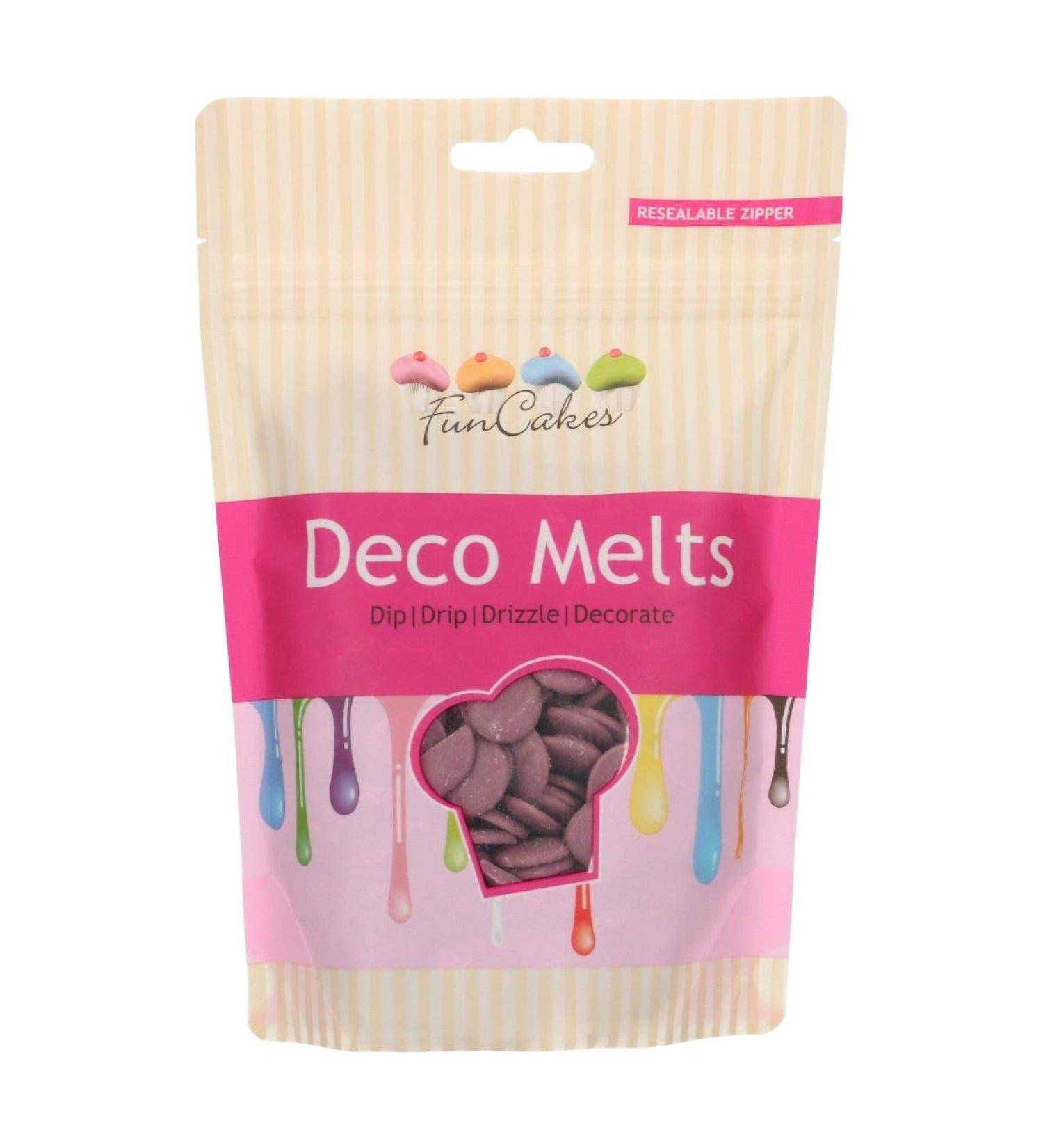 FunCakes Deco Melts Purple - Dip Drip Drizzle and Decorate Melt in The Microwave and Pour in Every Shape Make Candy Drip Cakes Lollipops and Decorate Cakes Cookies and Cupcakes AZO Free 250 g