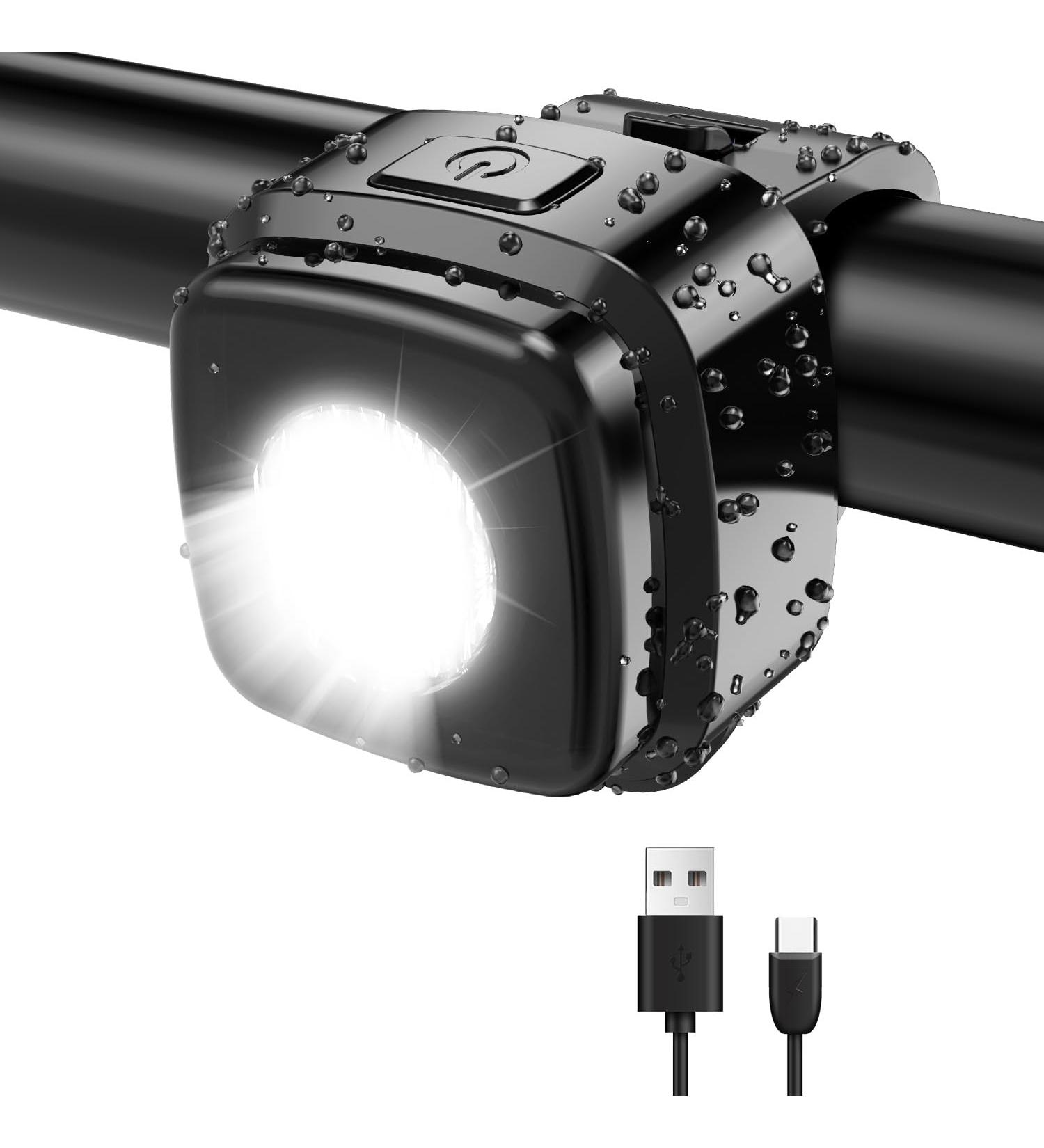 Antimi Waterproof Bicycle Front Light - StVZO Certified USB Type C Black | High-Performance Bike Lamp for Safe Night Riding - Buy Online on SooperMarket.com