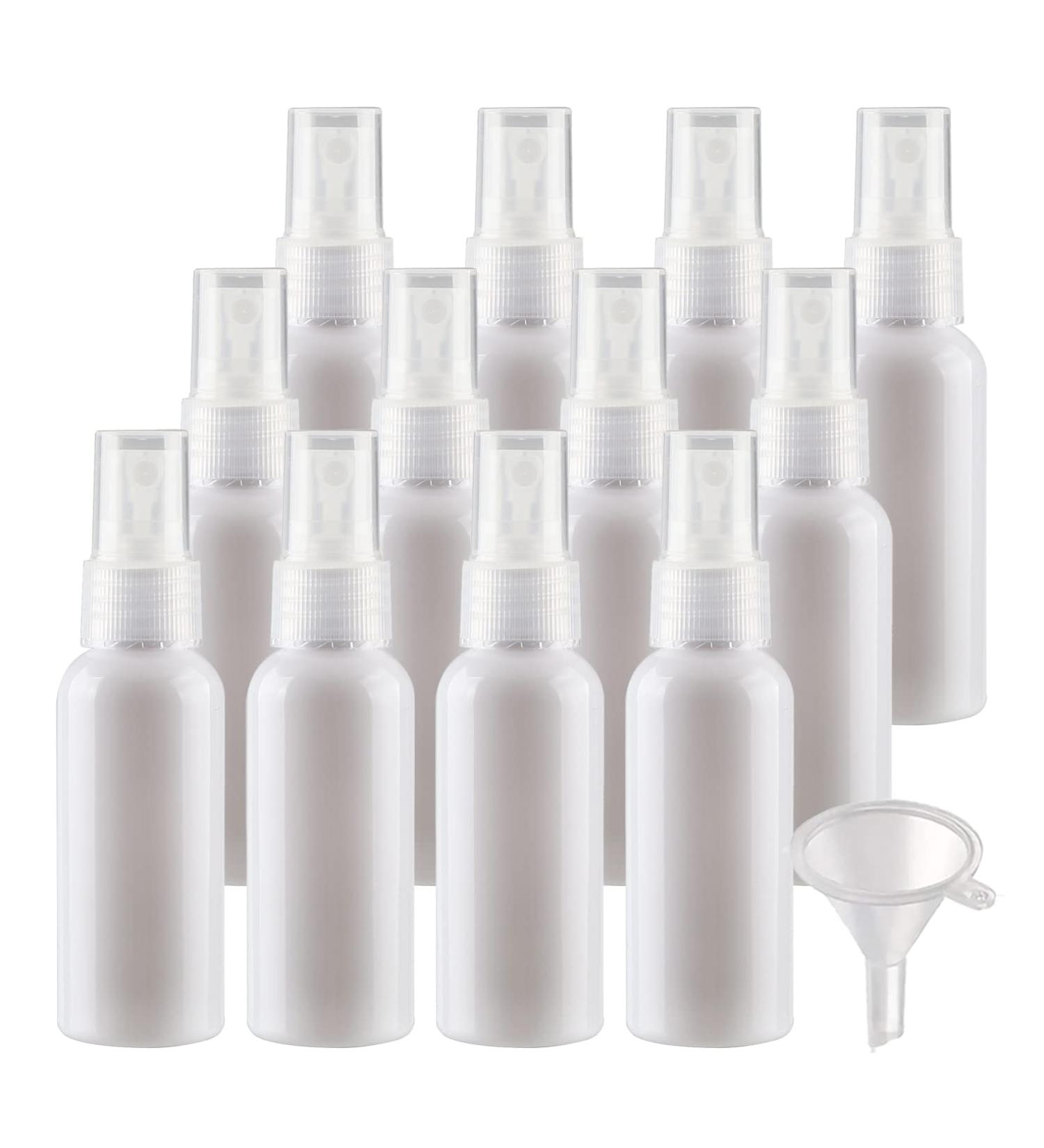 Buy 12 Pack 50ml White Spray Bottles - Empty Fine Fog Atomizer Travel Perfume Containers with Funnel - Ideal for International Shipping - Buy Online on SooperMarket.com