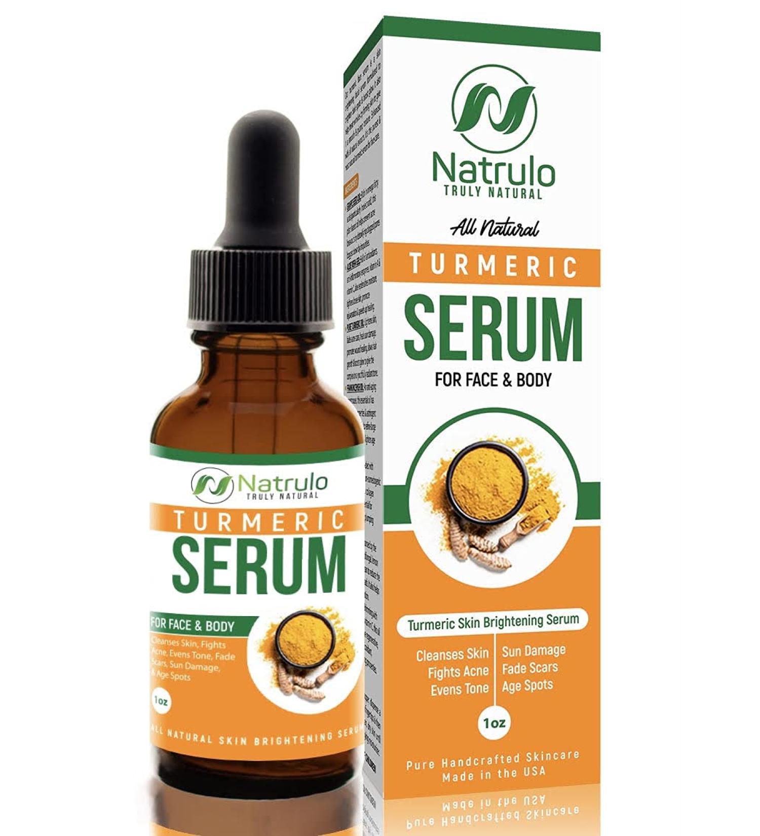 Natrulo Turmeric Serum for Face & Body - Natural Skin Brightening Formula for Acne, Even Skin Tone & Scar Healing - Handcrafted in the USA - Buy Online on SooperMarket.com
