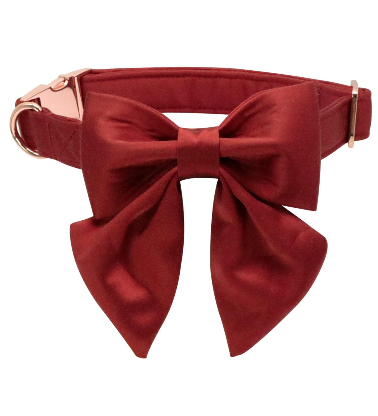 Lionet Paws Bowtie Dog Halison - Comfortable Silk Collar with Removable Fly for Medium Dogs (Neck 34-55cm) - Red - 1 Pack - Buy Online on SooperMarket.com