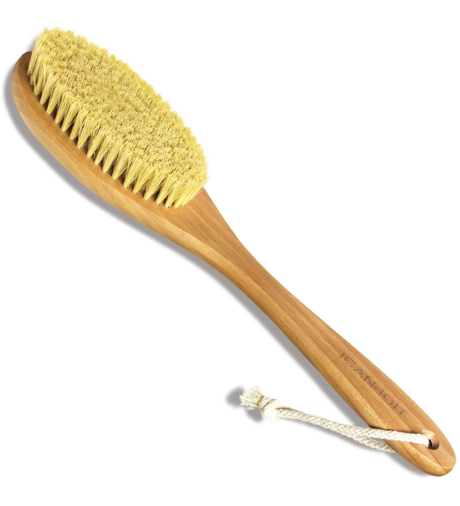ICANdOIT Dry Brushing Body Brush - Long Handle for Cellulite and Lymphatic Drainage - Natural Agave Cactus Tampico Bristles - Men & Women - Buy Online on SooperMarket.com