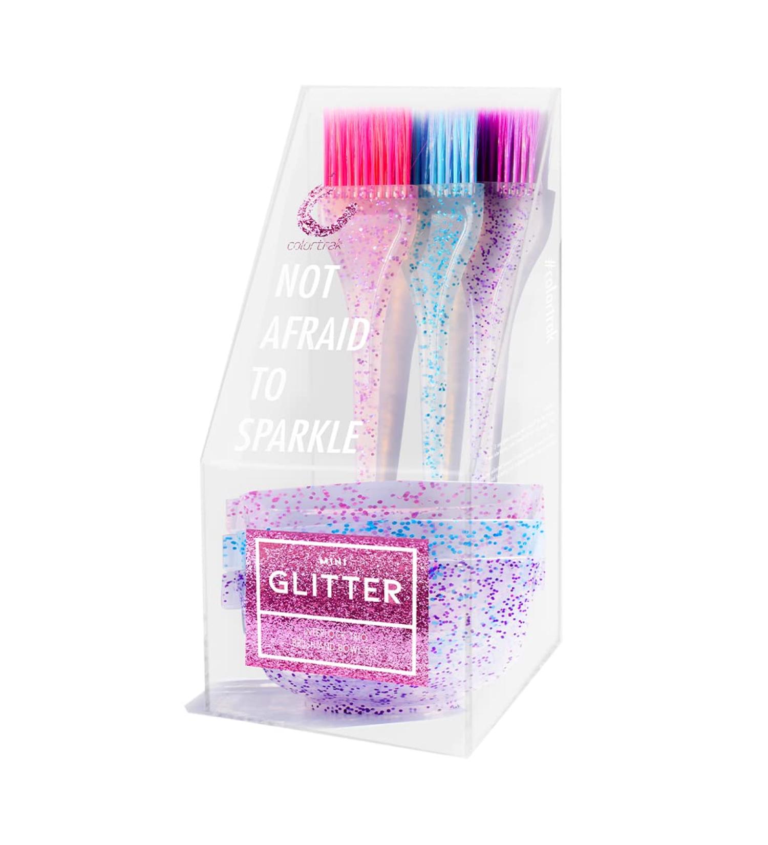 Colortrak Mini Glitter Trio Brush & Bowl Set - Colorful Feather Bristle Brushes & Stackable Color Bowls - Set of 3 - Buy Online on SooperMarket.com