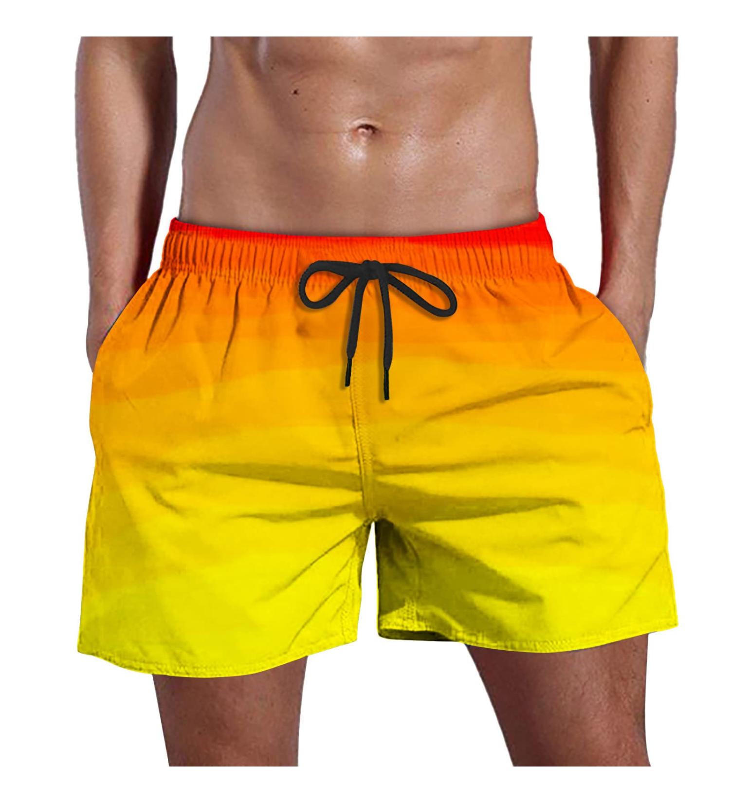 COJCOIHN Men's Quick Dry Beach Shorts with Pockets - Yellow Large (S-6XL) | Plus Size Swim Trunks - Buy Online on SooperMarket.com