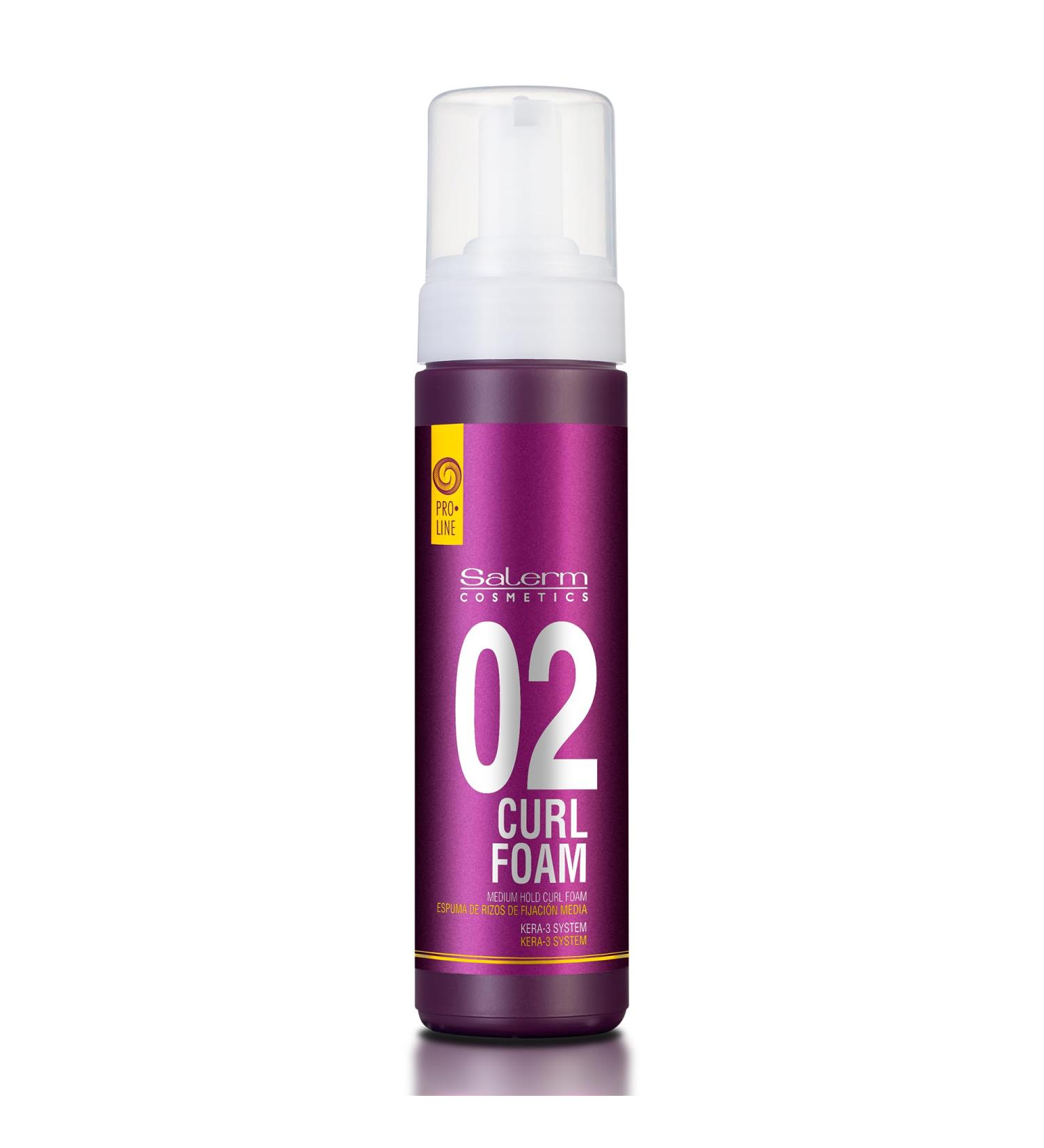 SALERM - Curly Hair Foam - Pro Line Curl Foam 02-200 ml - Creates Defined Natural and Flexible Curls - with 3 Types of Keratin - Repairs and Hydrates Hair - with UV Sun Filter - Buy Online on SooperMarket.com