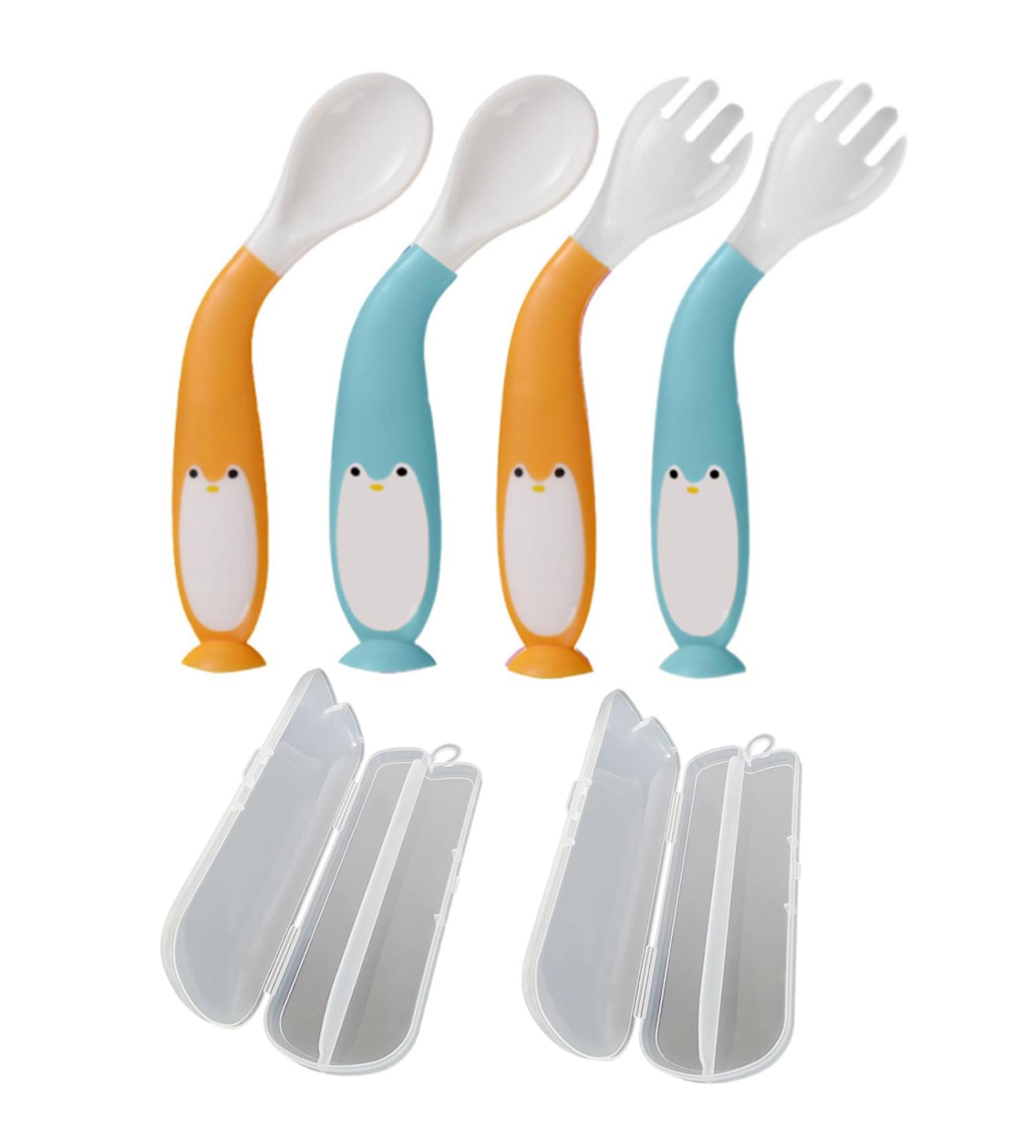 4PC Curved Baby Spoon Set - Lifine Bent Cutlery for Self-Feeding Toddlers | Ideal Baby Feeding Accessories - Buy Online on SooperMarket.com