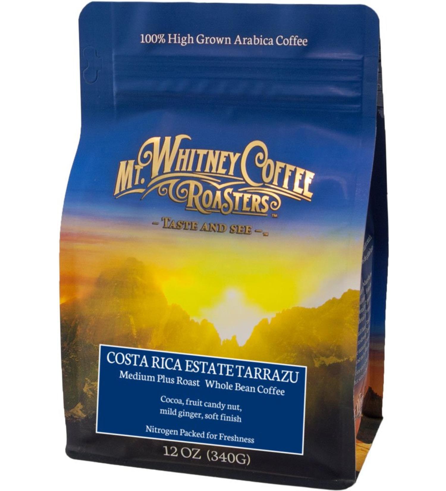 Mt. Whitney Coffee Costa Rica Estate Tarrazu - Medium Plus Roast Whole Beans 12 oz - Buy Online on SooperMarket.com
